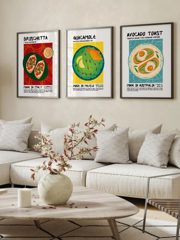 Damak Tadı Temalı 3'lü Çerçeveli Tablo