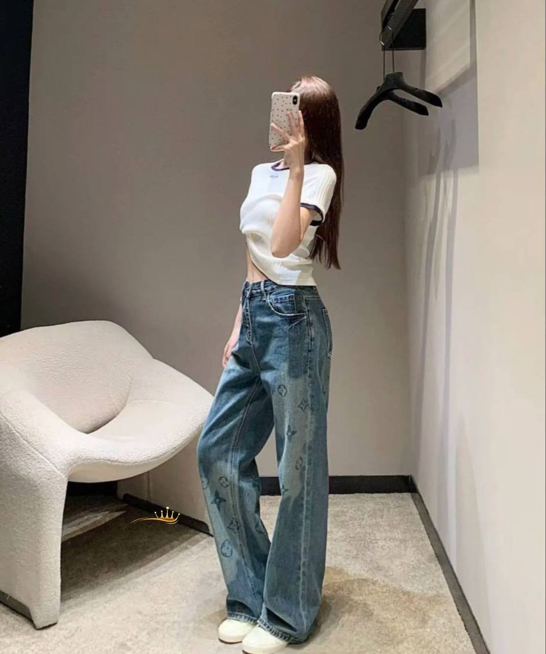 İthal kumaş desenli jeans