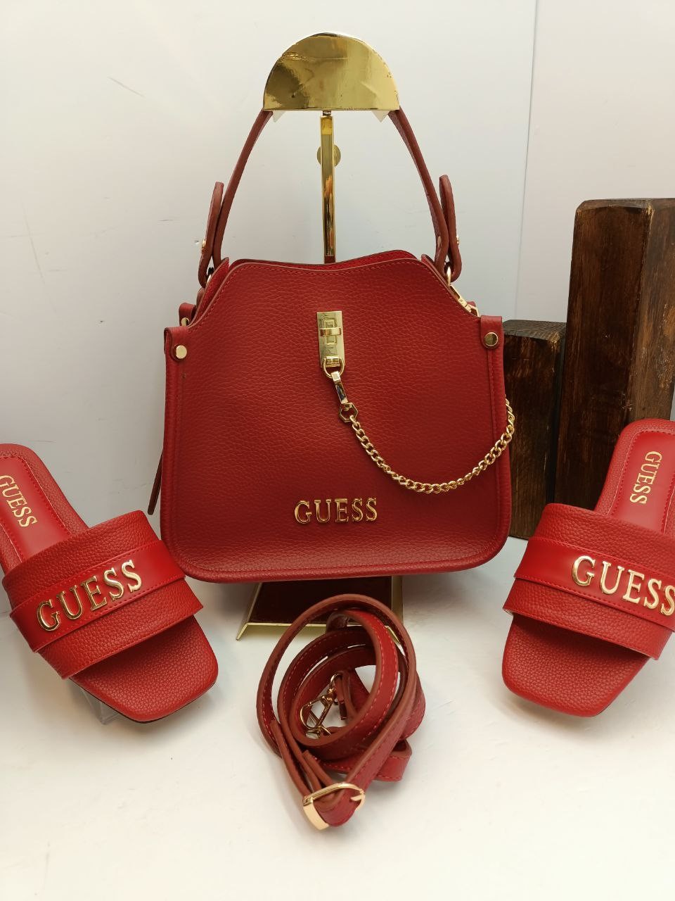 İthal Guess Çanta & Terlik Kombin