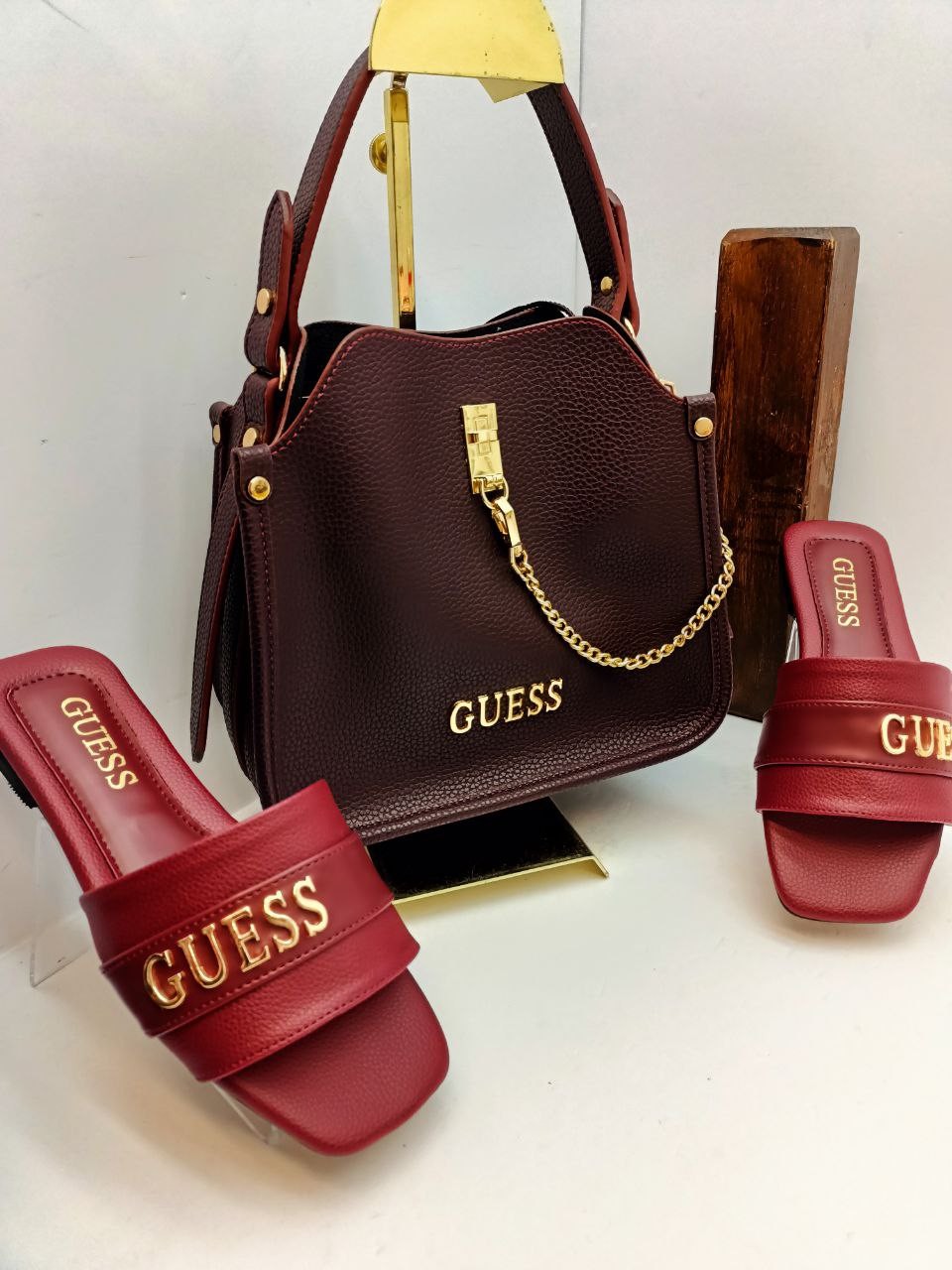 İthal Guess Çanta & Terlik Kombin