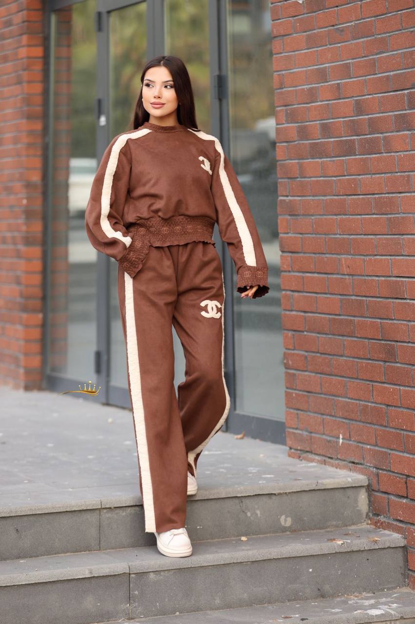 Süet nubuk kumaş dantel işleme detaylı 