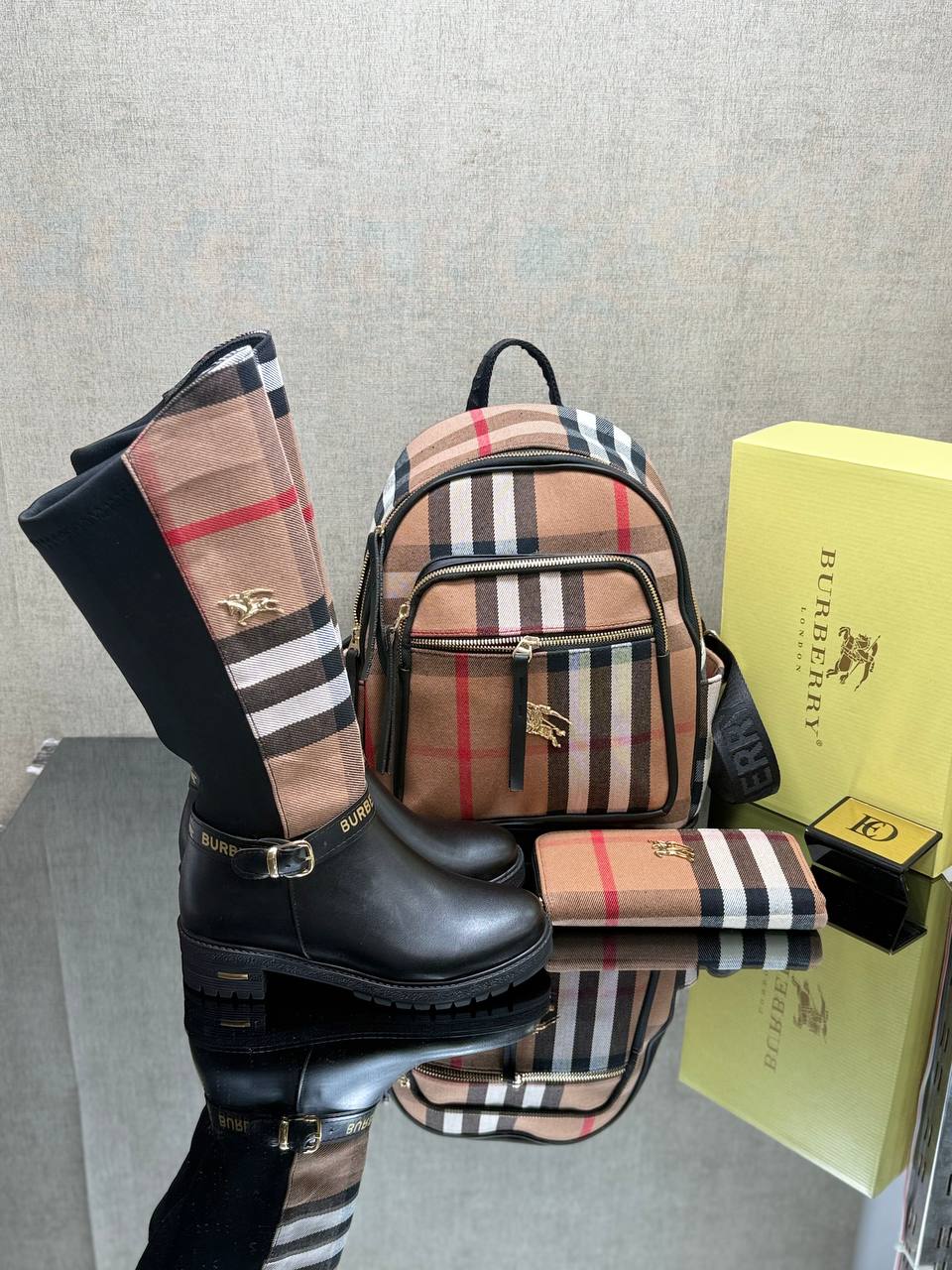 BURBERRY Çanta & Çizme Kombin + Cüzdan