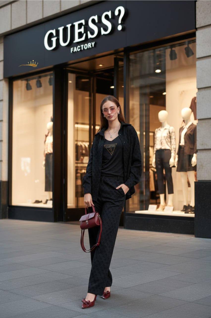 Flok baskı kumaş bluz taş işlemeli takım 3 lü takım