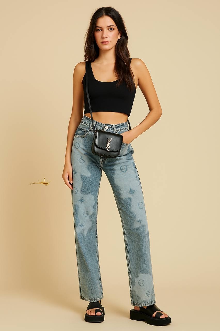 İthal kumaş desenli jeans