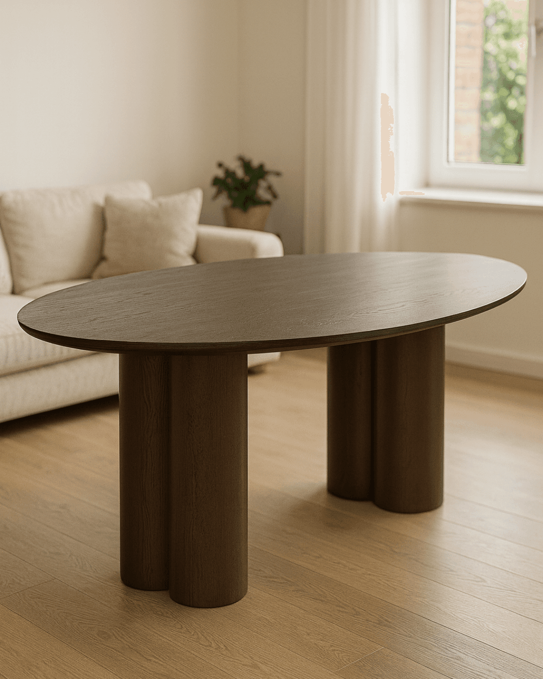 Doğal Masif Meşe Oval Yemek Masası
