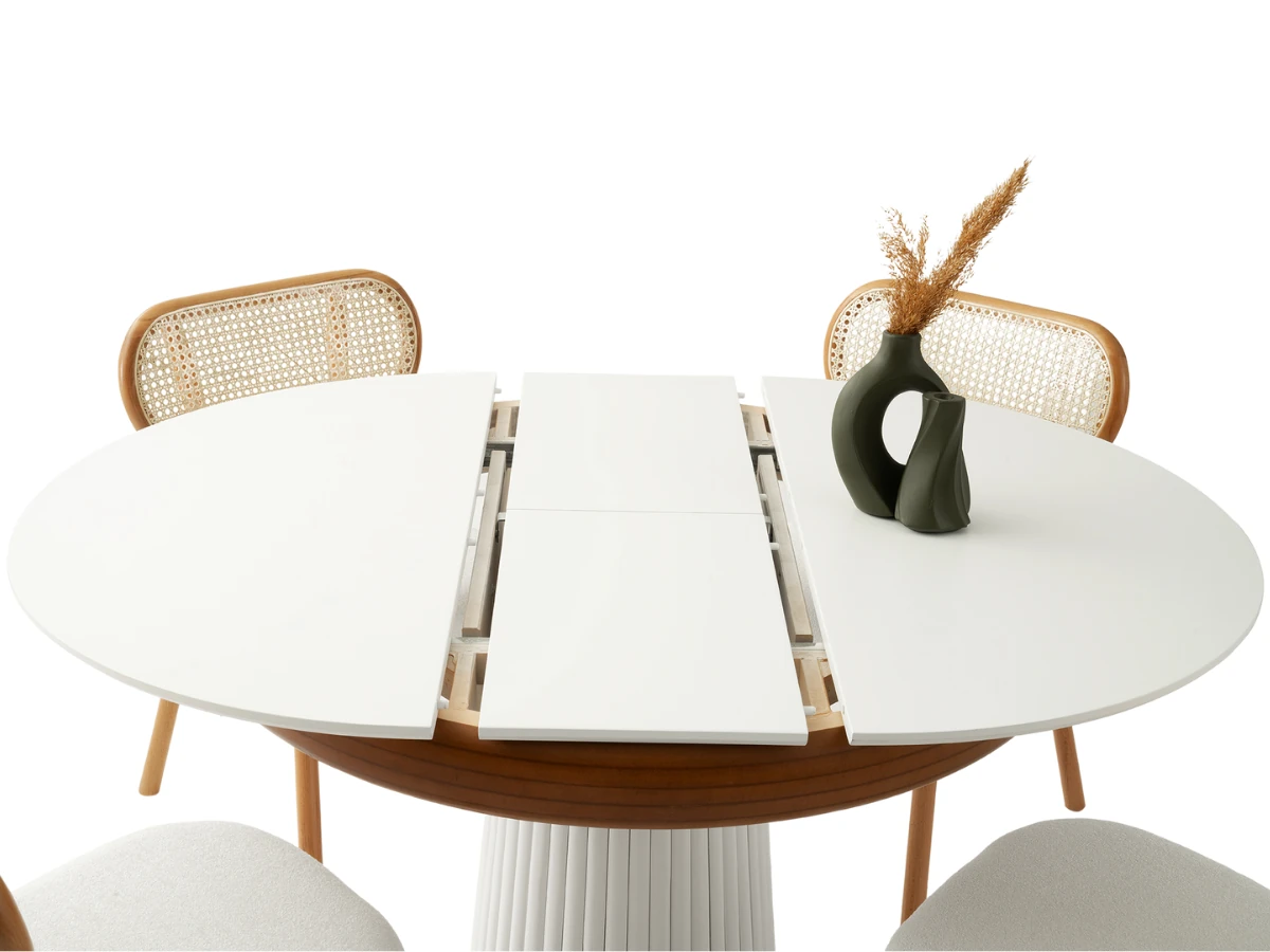 Açılır Yuvarlak Masa ve Sandalye Takımı Palermo Krem