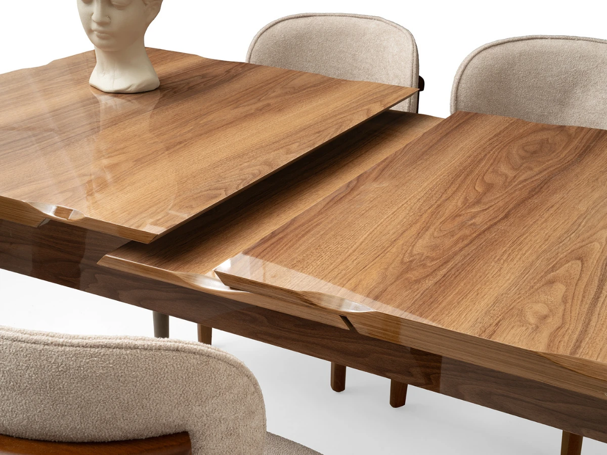 Açılır Kapanır Yemek Masası Kelebek High Gloss Ceviz