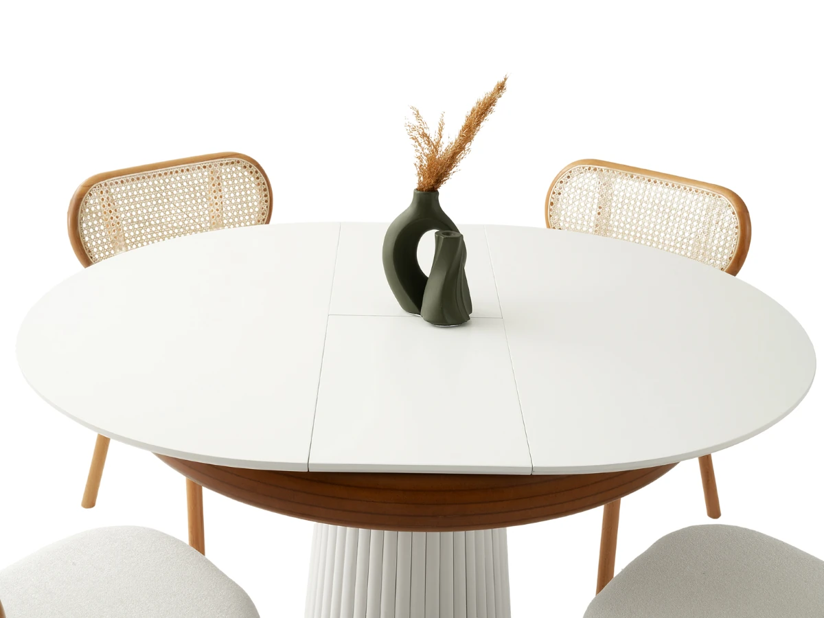 Açılır Yuvarlak Masa ve Sandalye Takımı Palermo Krem