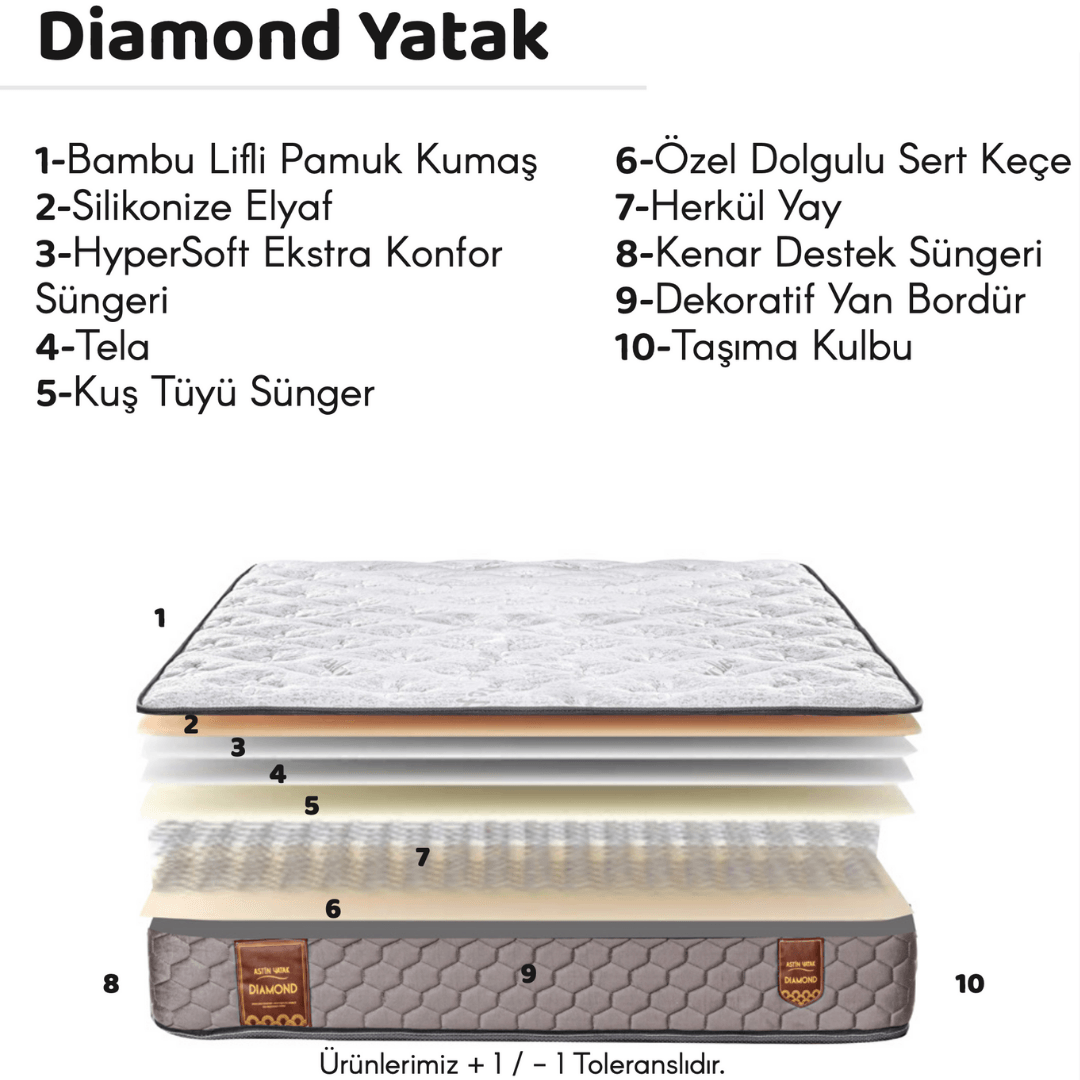 Çift Kişilik Bambu Yatak Diamond 