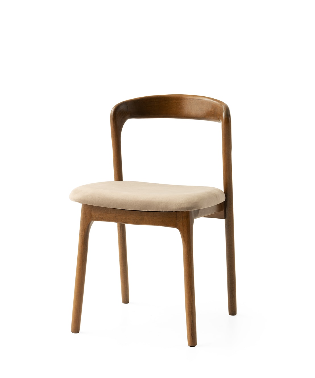 Oval Ahşap Ceviz Yemek Masa Sandalye Takımı - Curve Sandalye Takımı