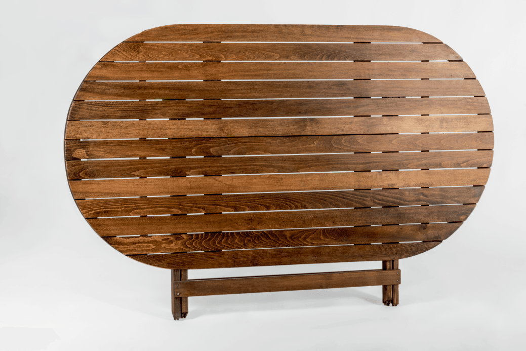 Katlanır Ahşap Oval Bahçe Yemek Masası 