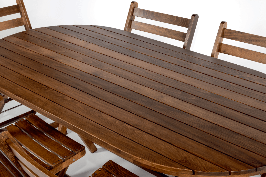Katlanır Ahşap Oval Bahçe Yemek Masası 
