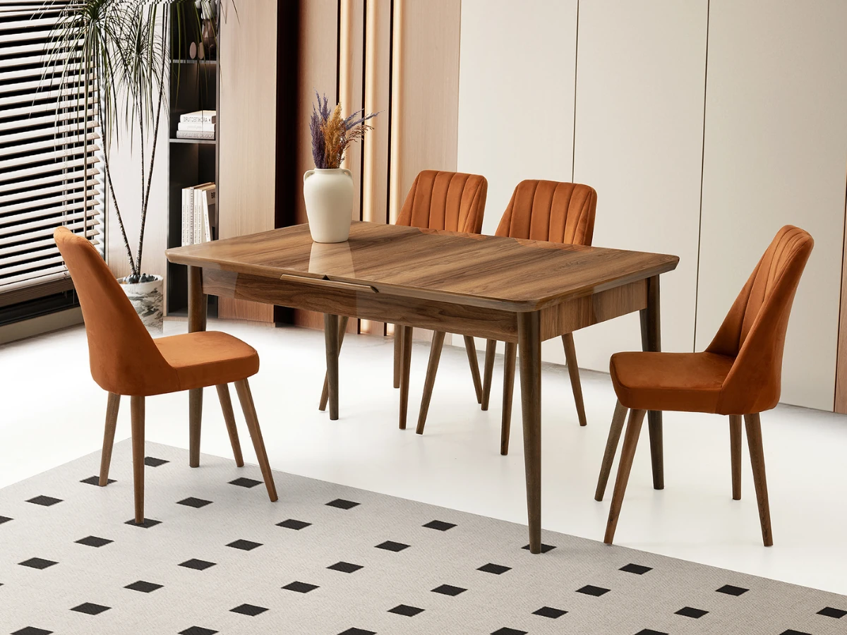 Açılır Yemek Masası Kelebek Ceviz Tekno 160cm