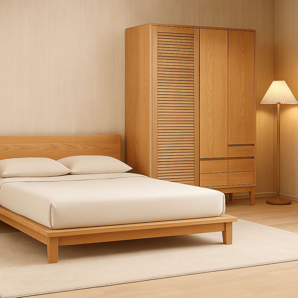 Masif Ahşap Japon Stil Yatak  Minimalist Yere Yakın Karyola 160x200 