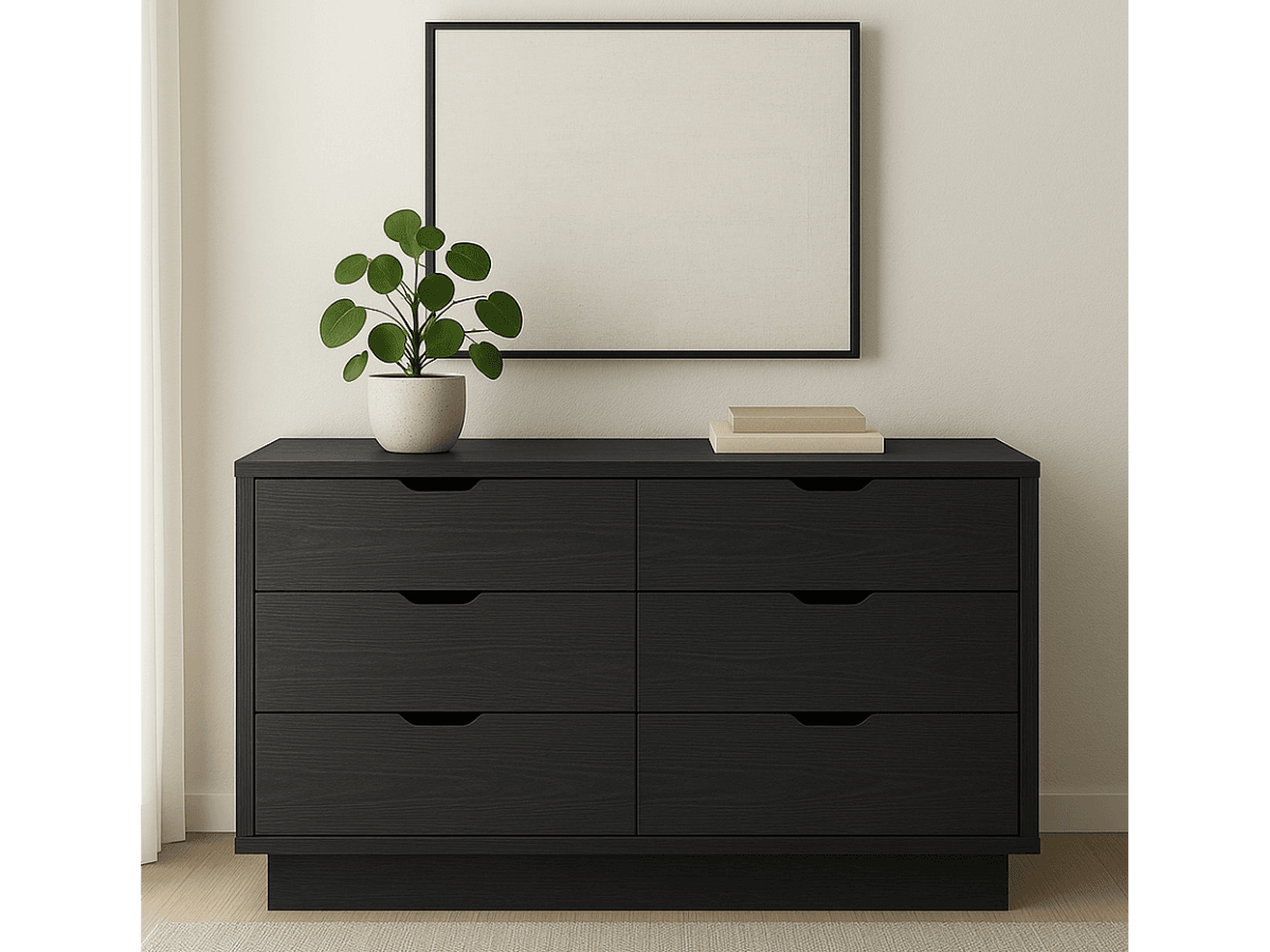Masif Ahşap Meşe Şifonyer Zen Wood Siyah