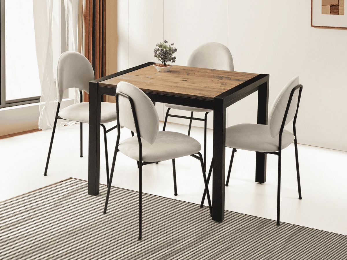 Açılır Kapanır Kare Mutfak Masa Takımı Tuğra Ceviz