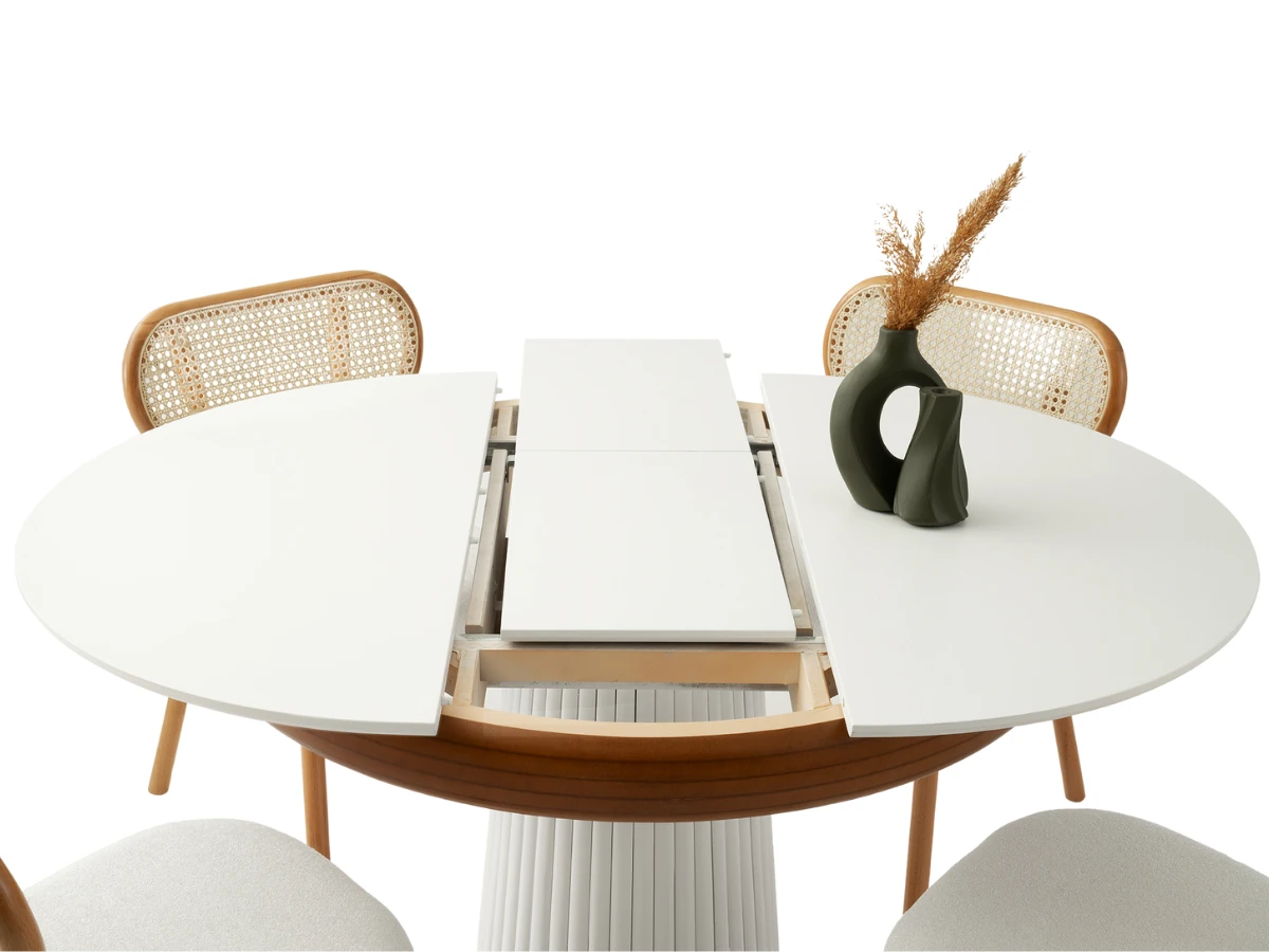 Açılır Yuvarlak Masa ve Sandalye Takımı Palermo Krem