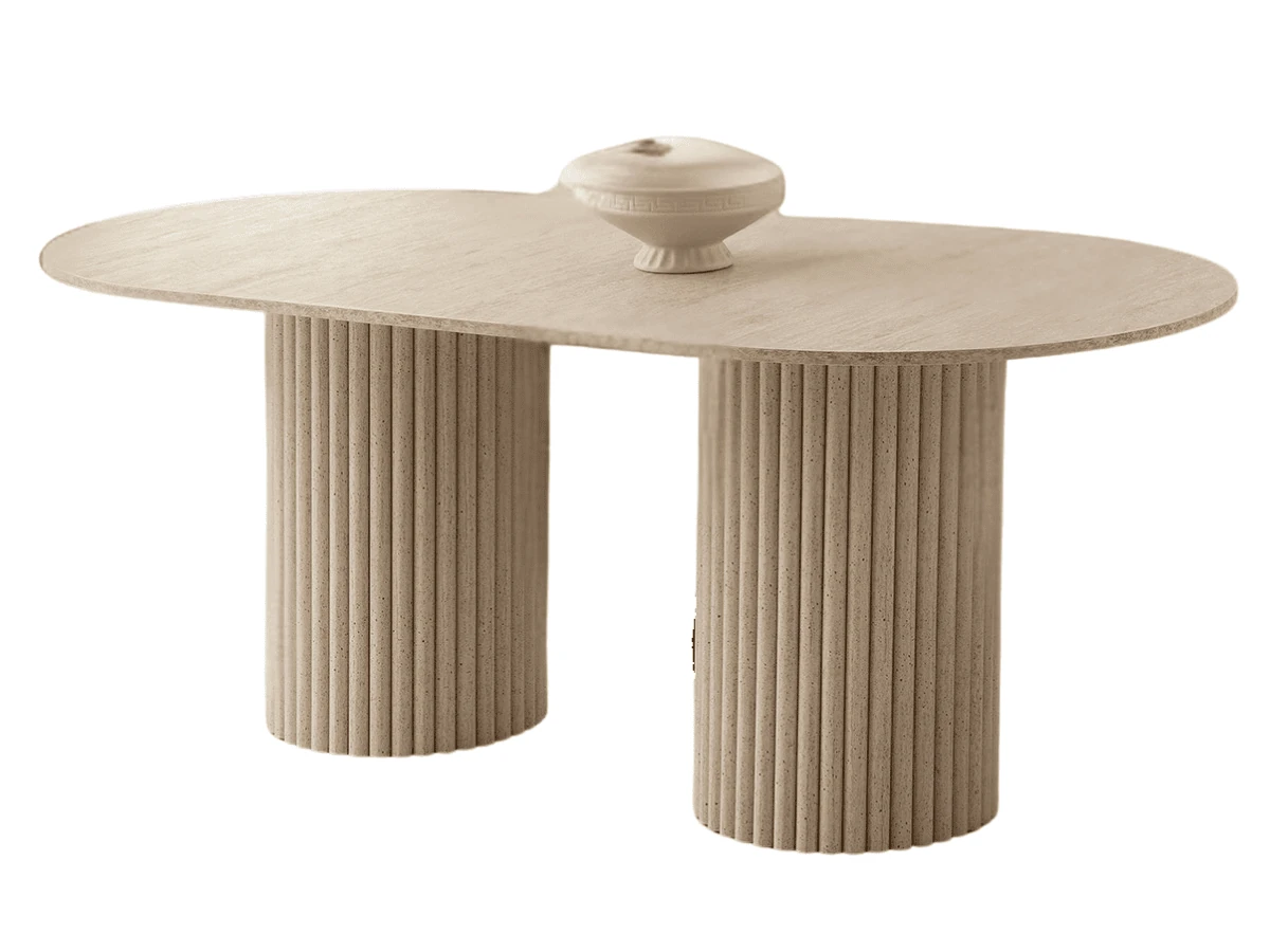 Mermer Desenli Oval Yemek Masa Sandalye Takımı Pamukkale - Sadece Masa