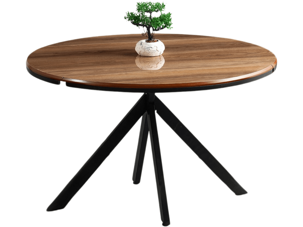 Açılabilir Yuvarlak Yemek Masa Sandalye Takımı Pegasus High Gloss Ceviz