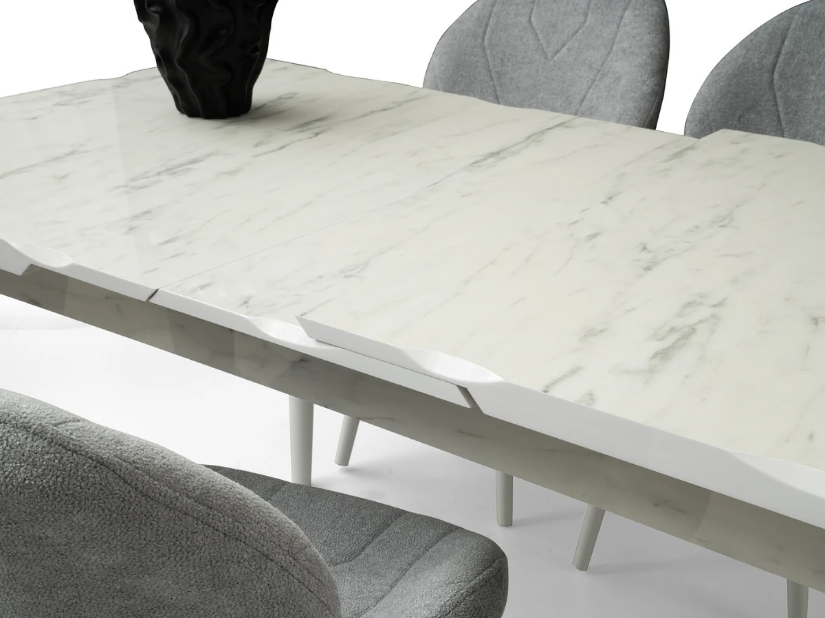 Açılır Kapanır Yemek Masası Kelebek High Gloss Mermer