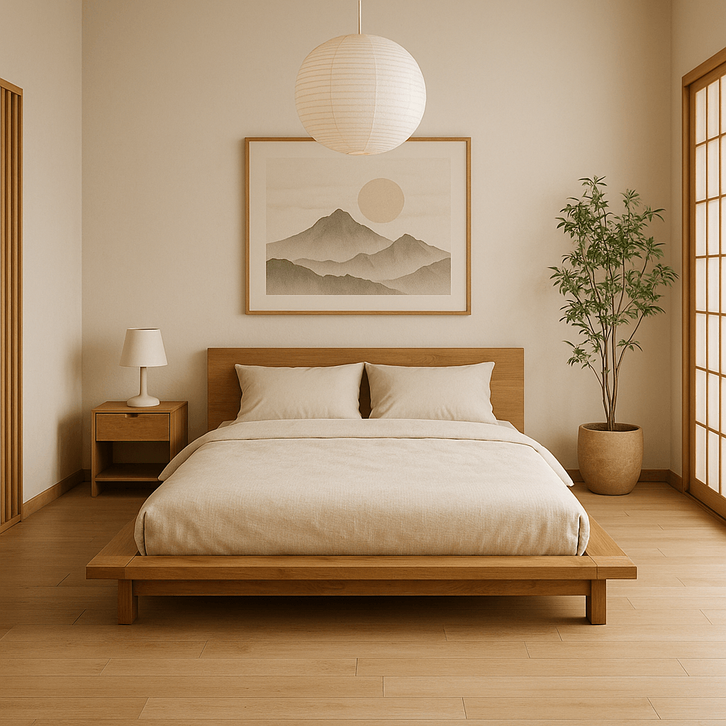 Masif Ahşap Japon Stil Yatak  Minimalist Yere Yakın Karyola 160x200 
