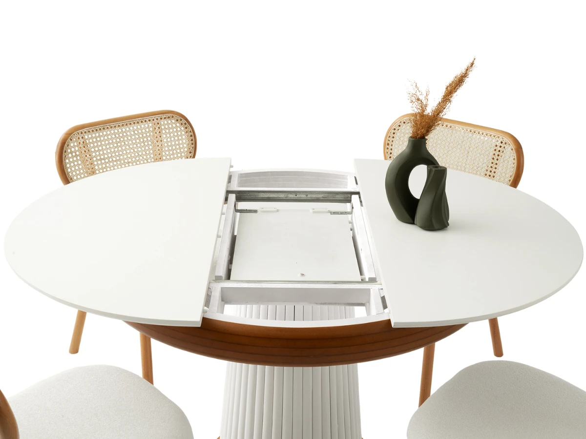 Açılır Yuvarlak Masa ve Sandalye Takımı Palermo Krem