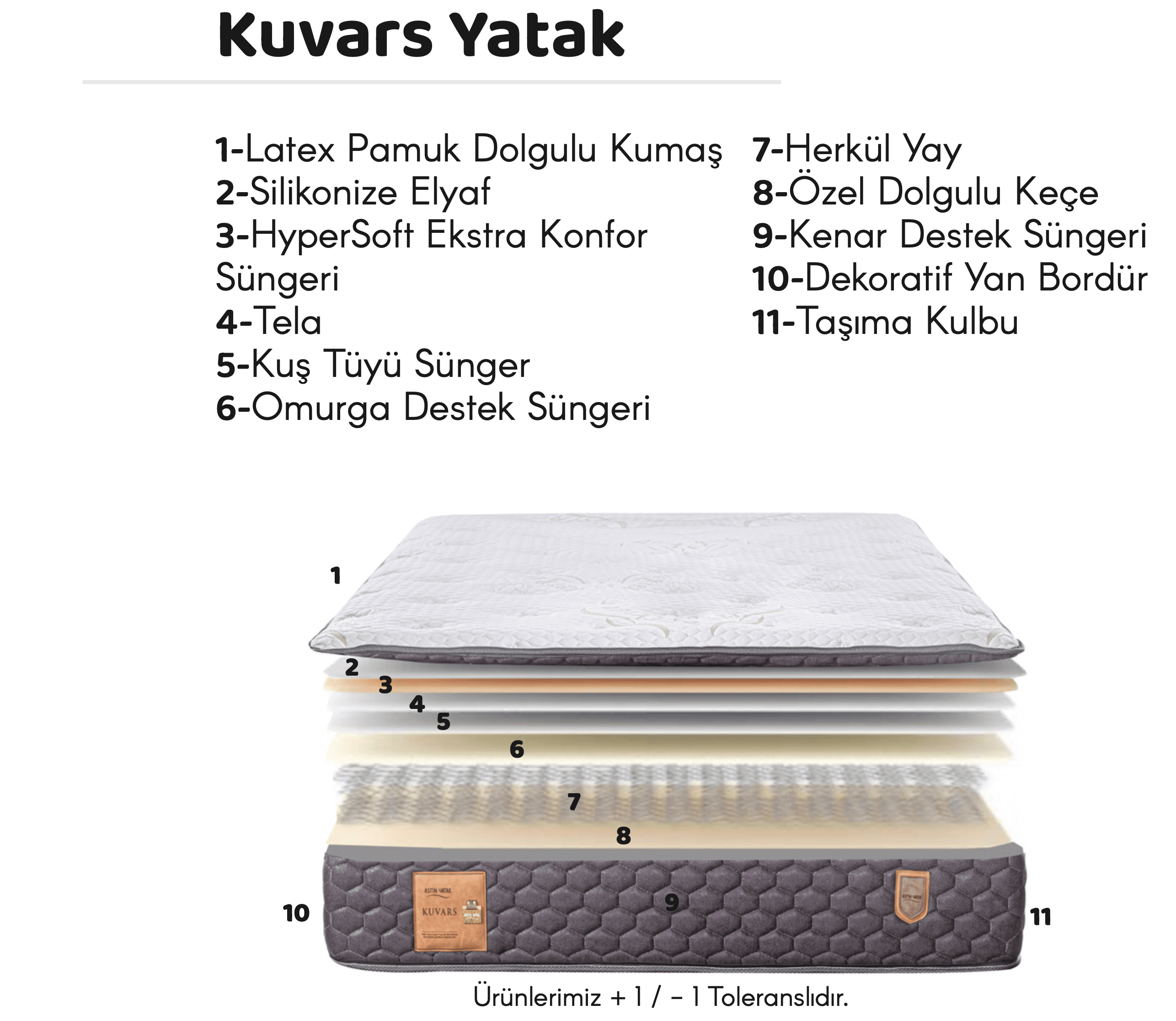 Çift Kişilik Lux Yatak Pedli Kuvars