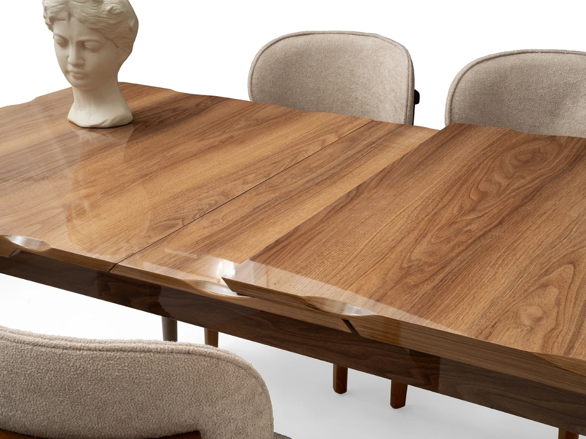 Açılır Kapanır Yemek Masası Kelebek High Gloss Ceviz