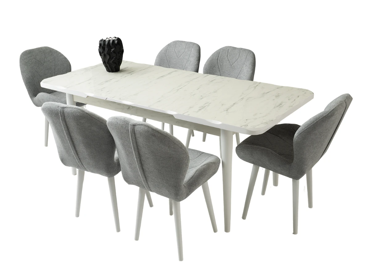 Açılır Kapanır Yemek Masası Kelebek High Gloss Mermer
