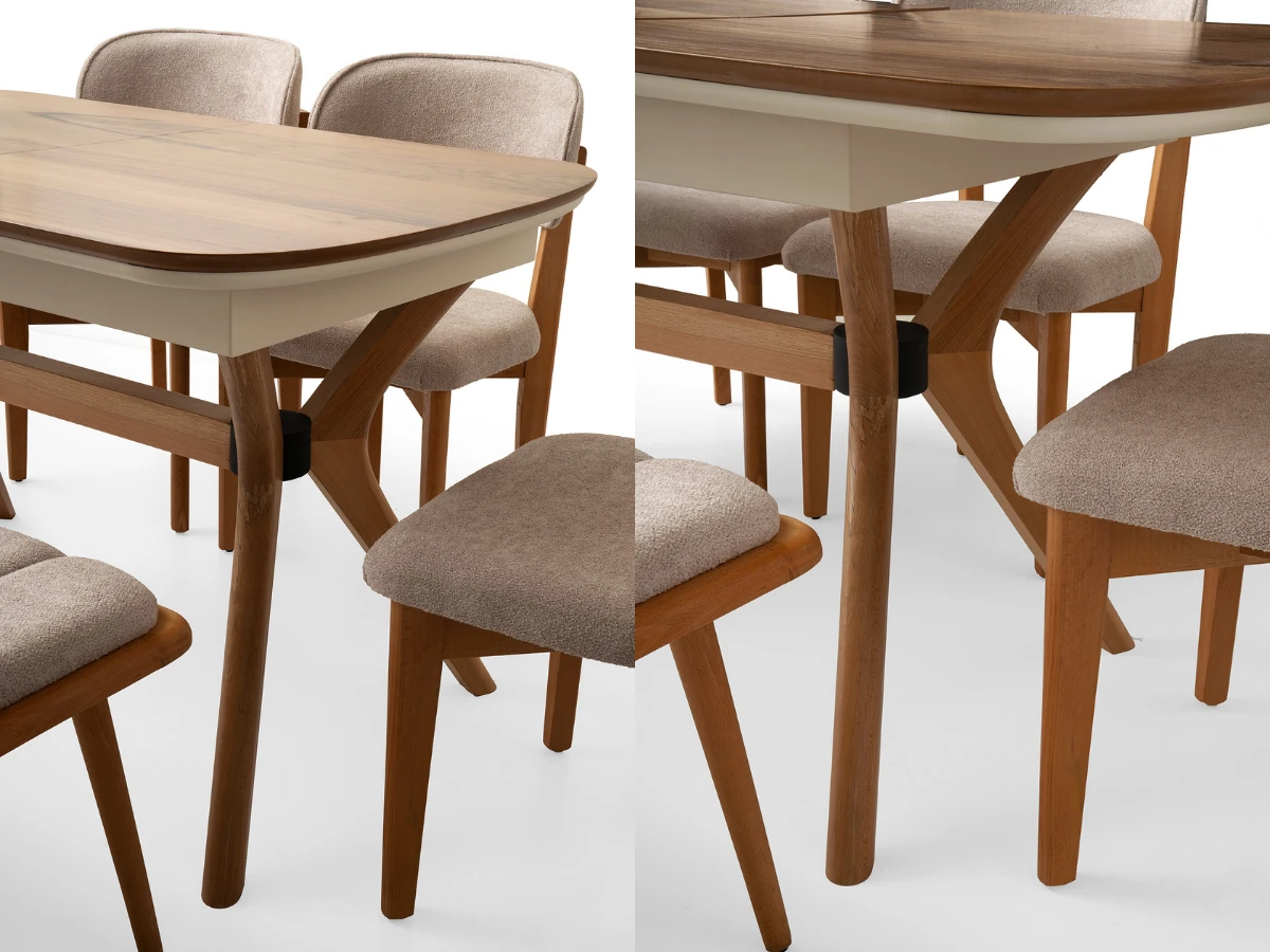 Açılabilir Ceviz Yemek Masası Sandalye Bench Takımı Çınar - Sadece Masa