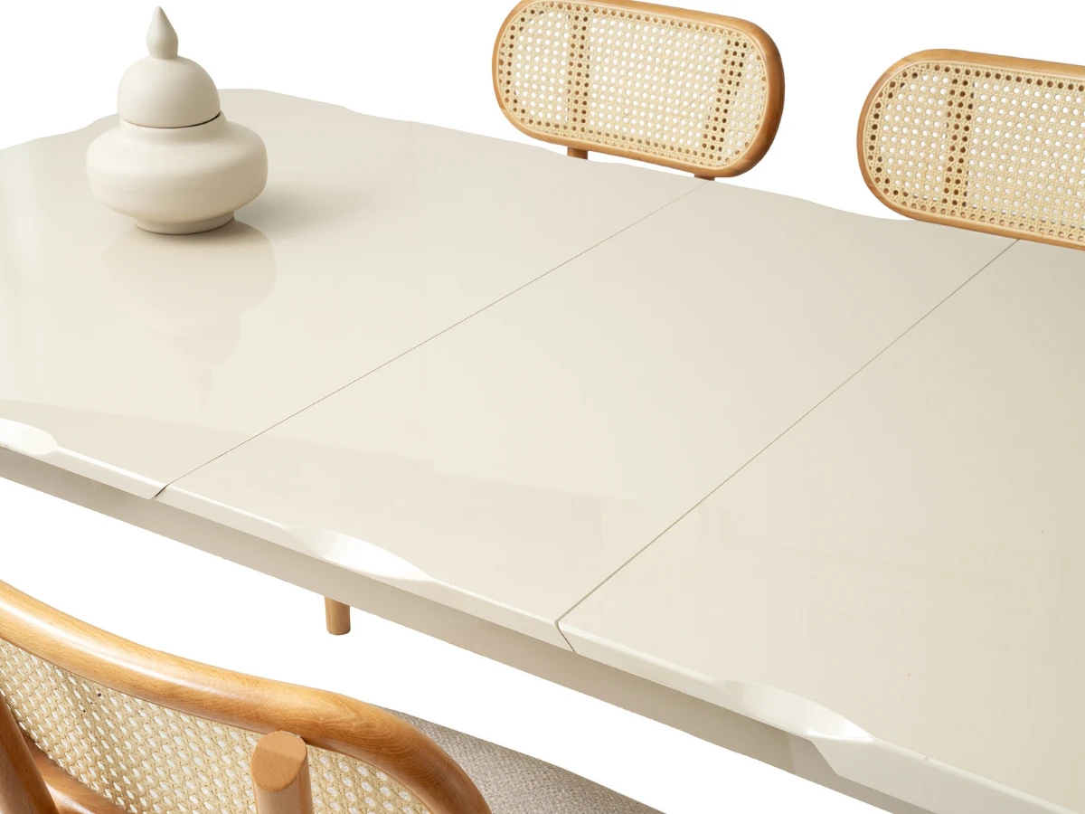 Açılır Kapanır Yemek Masası Kelebek High Gloss Krem