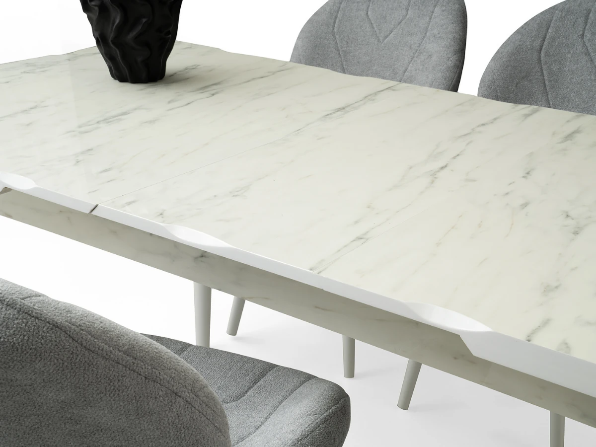 Açılır Kapanır Yemek Masası Kelebek High Gloss Mermer
