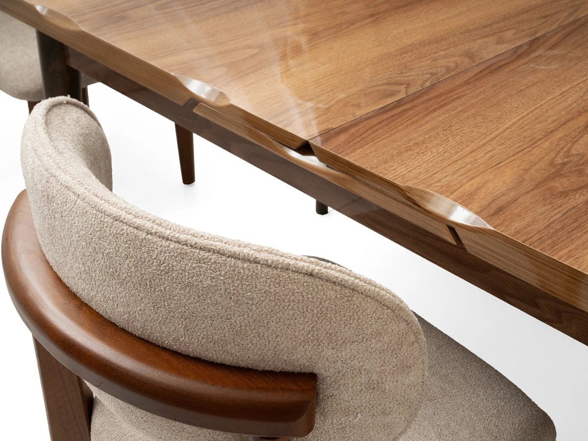 Açılır Kapanır Yemek Masası Kelebek High Gloss Ceviz