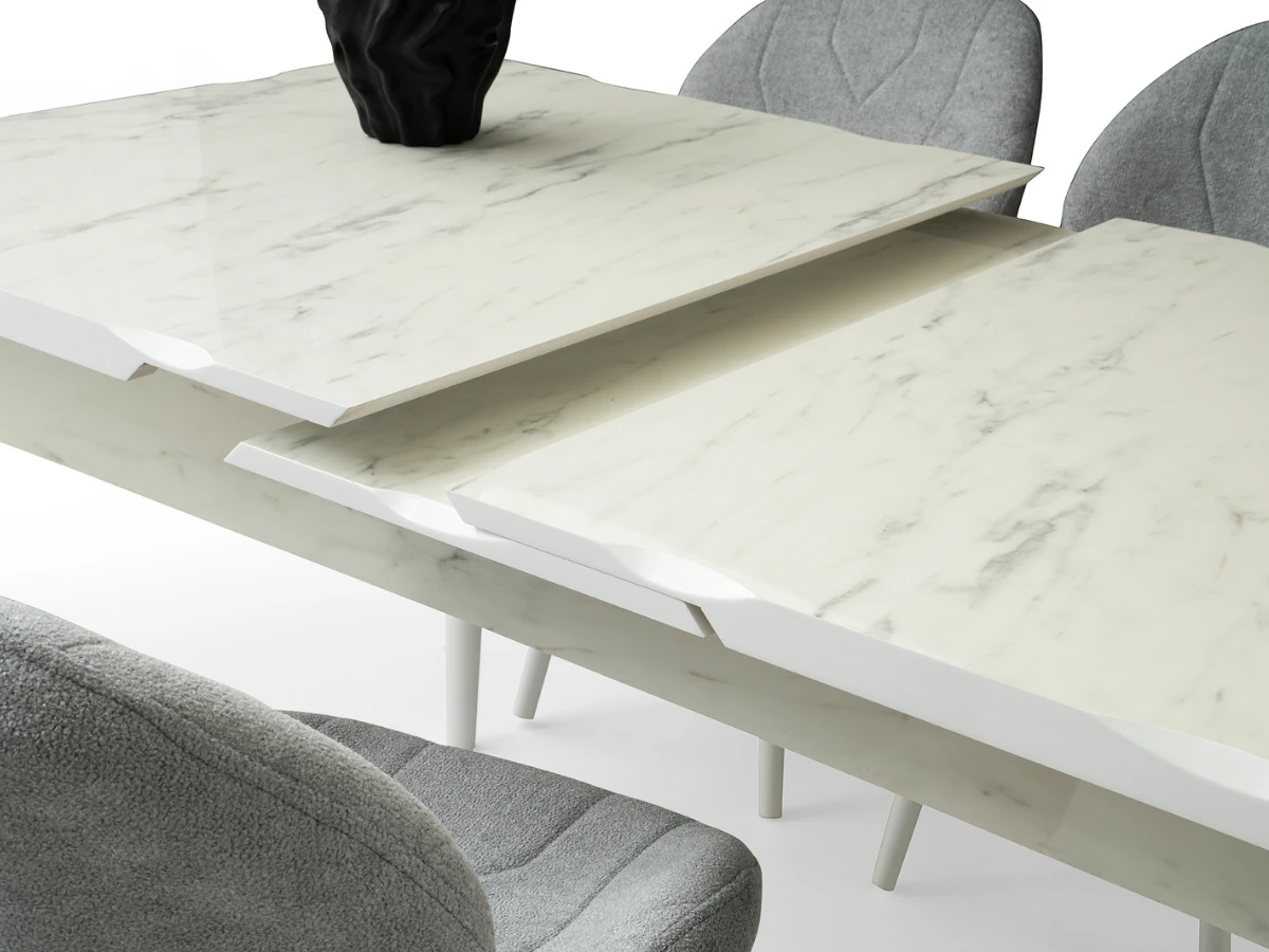 Açılır Kapanır Yemek Masası Kelebek High Gloss Mermer
