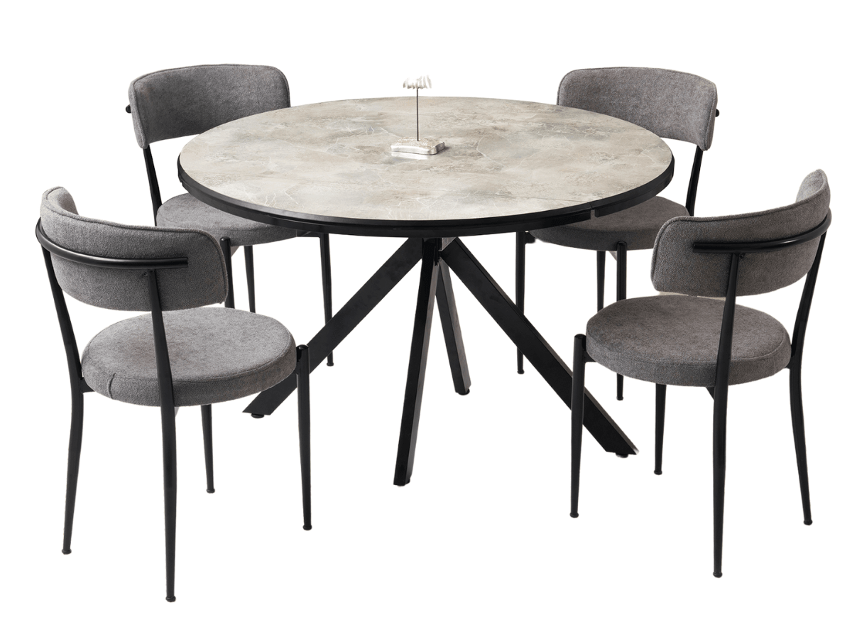 Açılabilir Yuvarlak Yemek Masa Sandalye Takımı Pegasus High Gloss Rambla