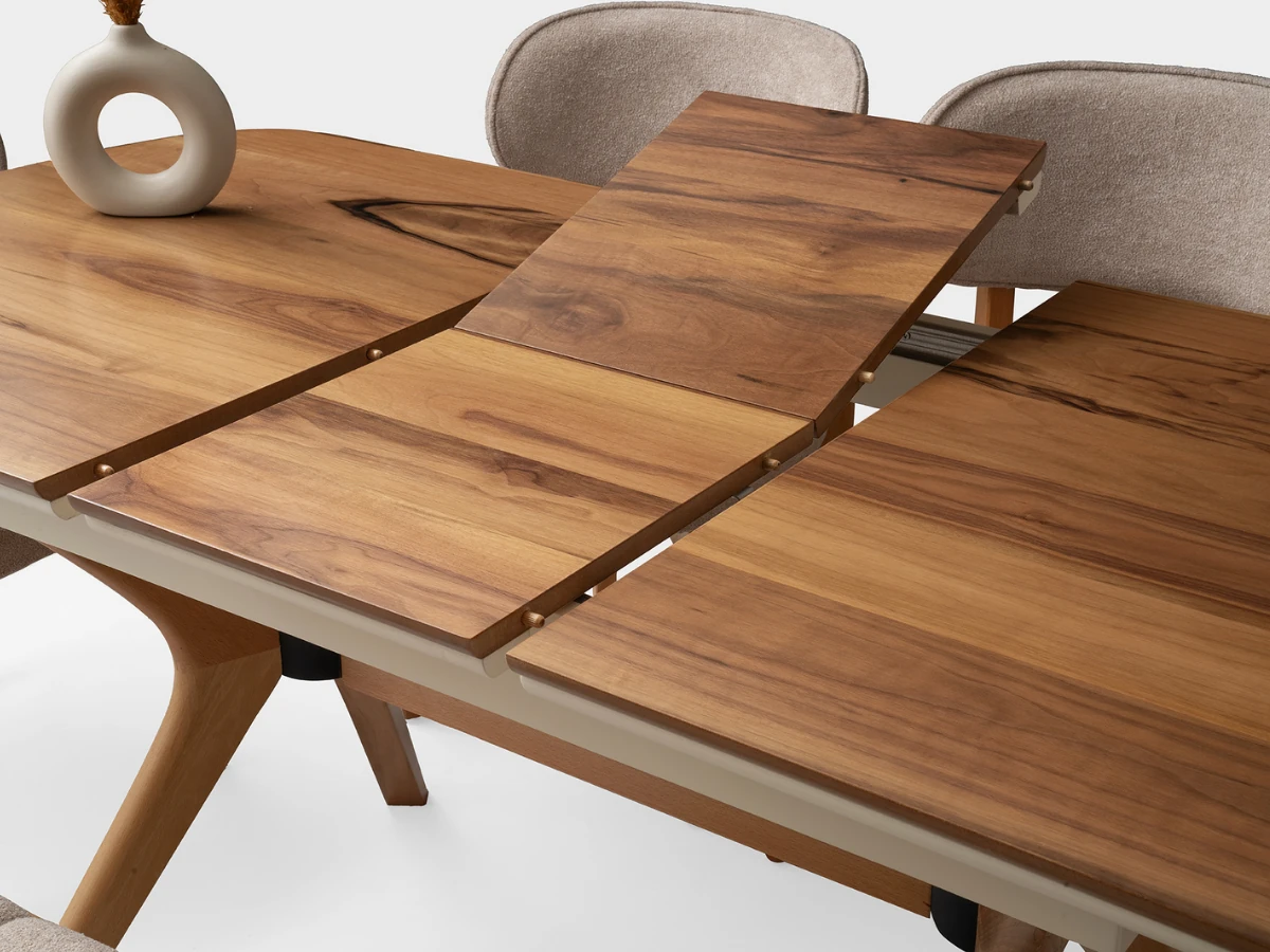 Açılabilir Ceviz Yemek Masası Sandalye Bench Takımı Çınar - Masa + 4 Adet Sandalye + Bench