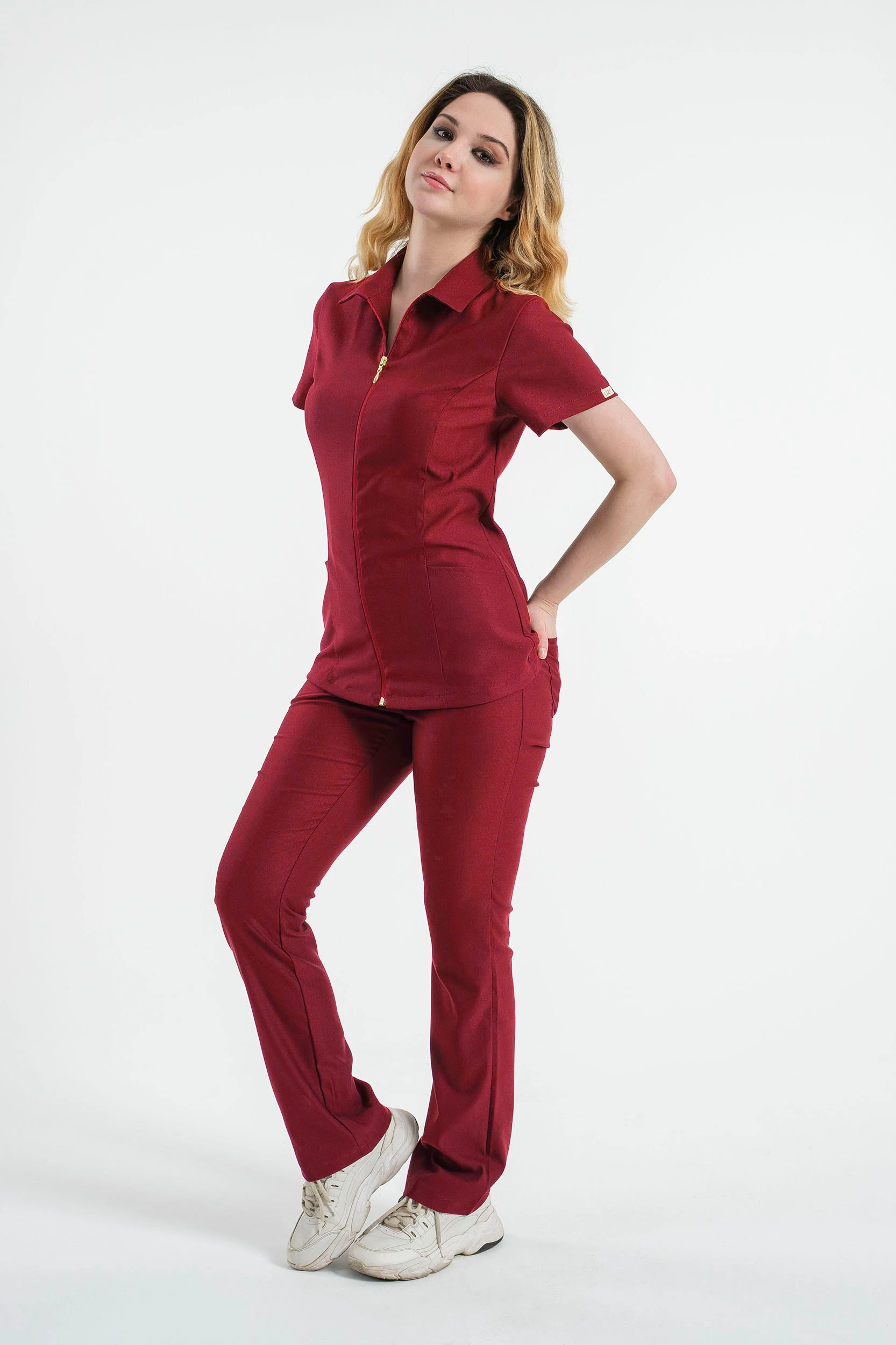 A S T E R İ A - Bordo Kadın Üniforma Takım