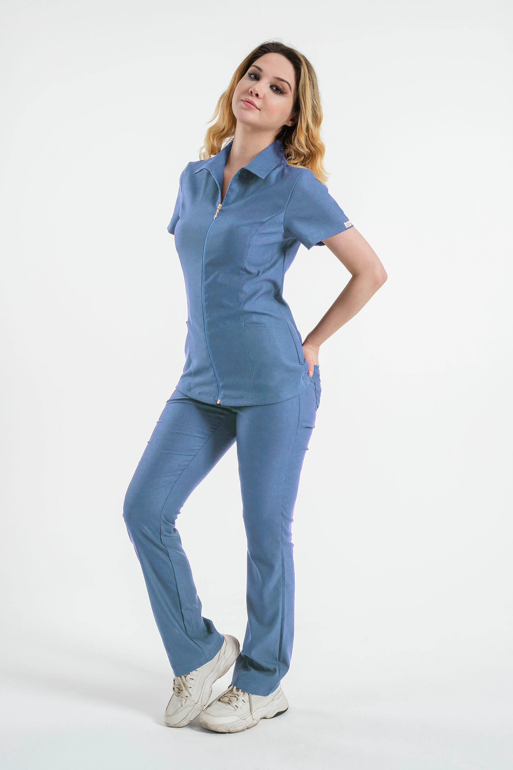 A S T E R İ A - Buz Mavisi Kadın Üniforma Takım