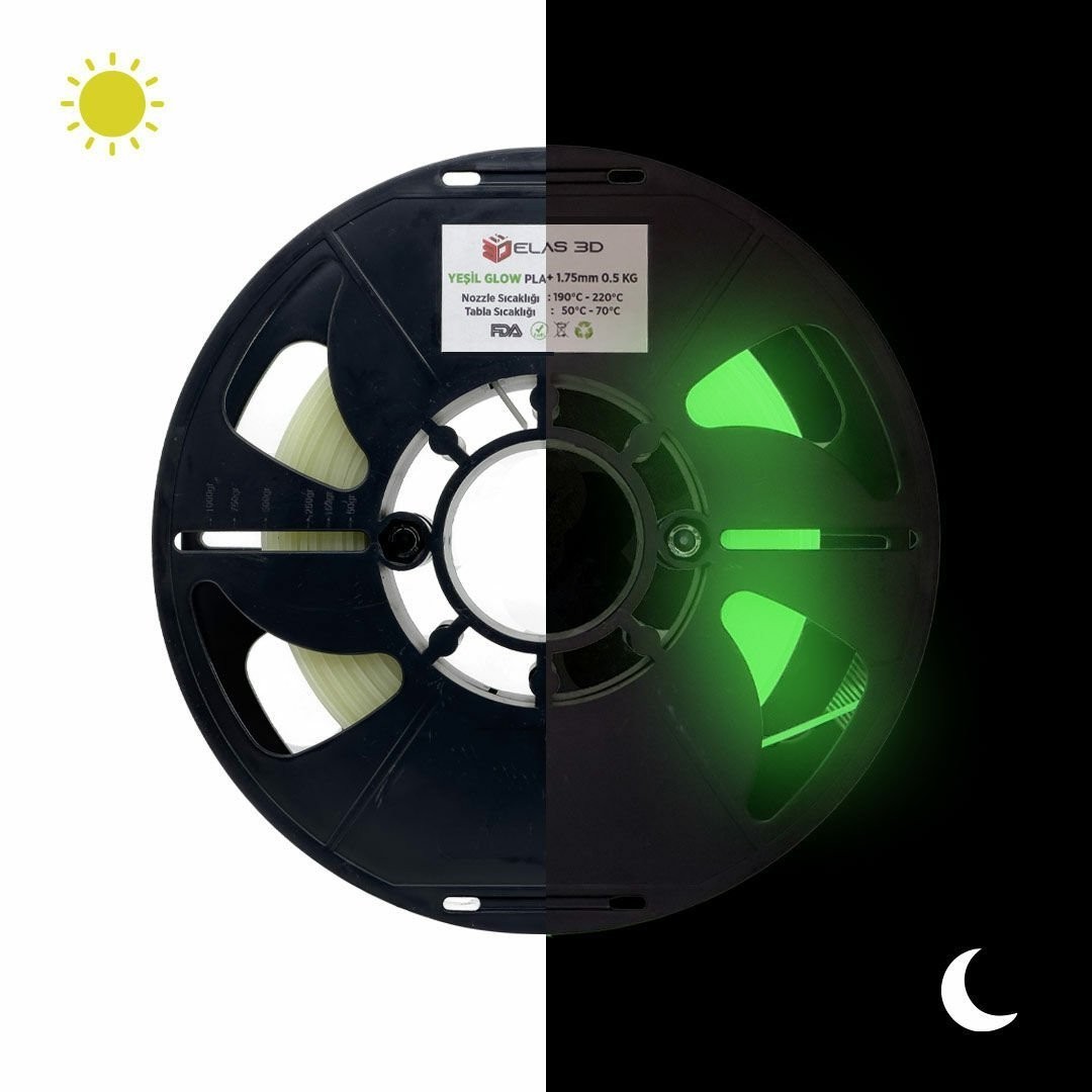 ELAS Yeşil GLOW PLA+ Filament 1.75mm