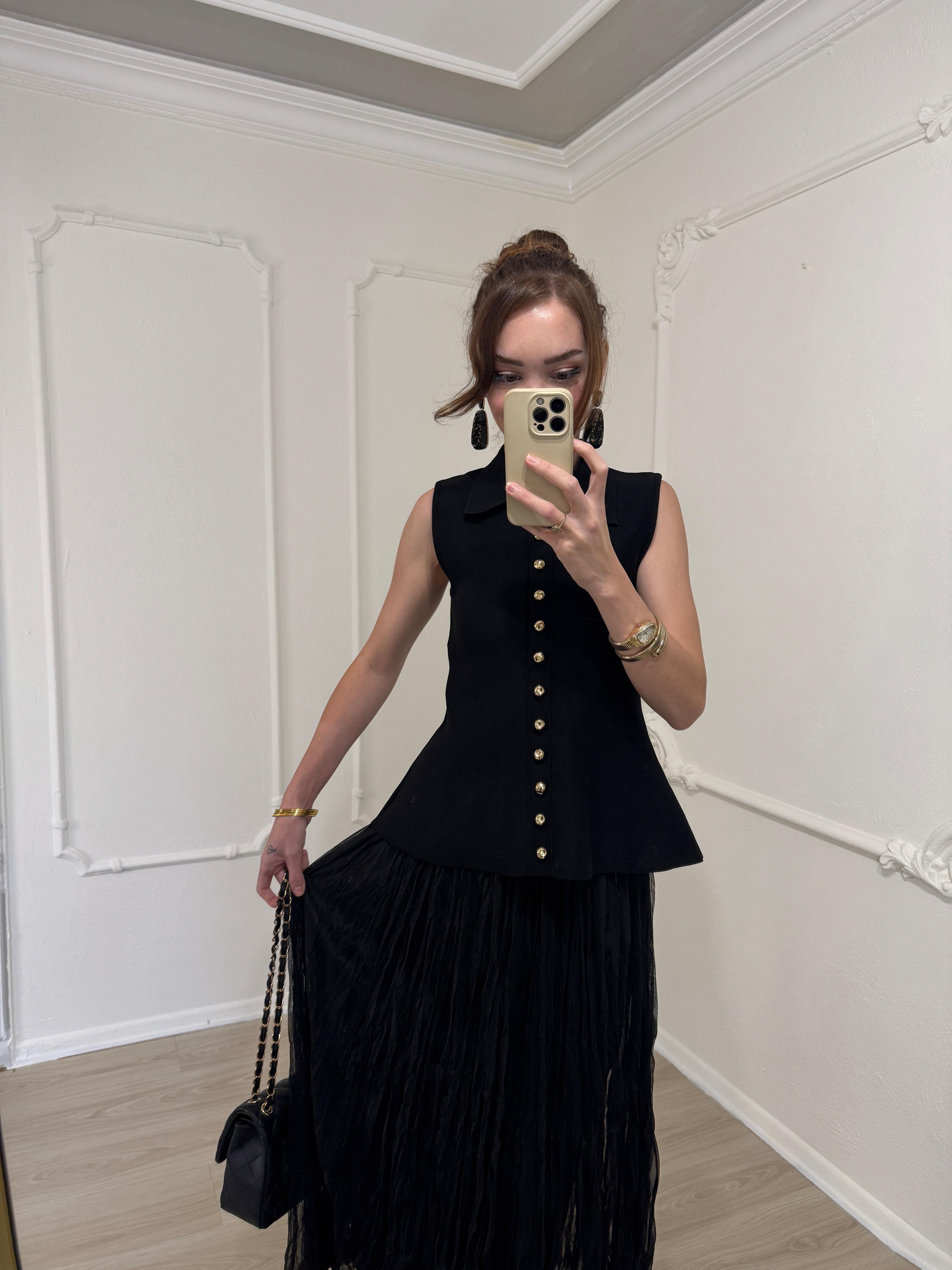 ÇELİK ÖRME GOLD DÜĞME DETAYLI TRİKO STANDART BEDEN 