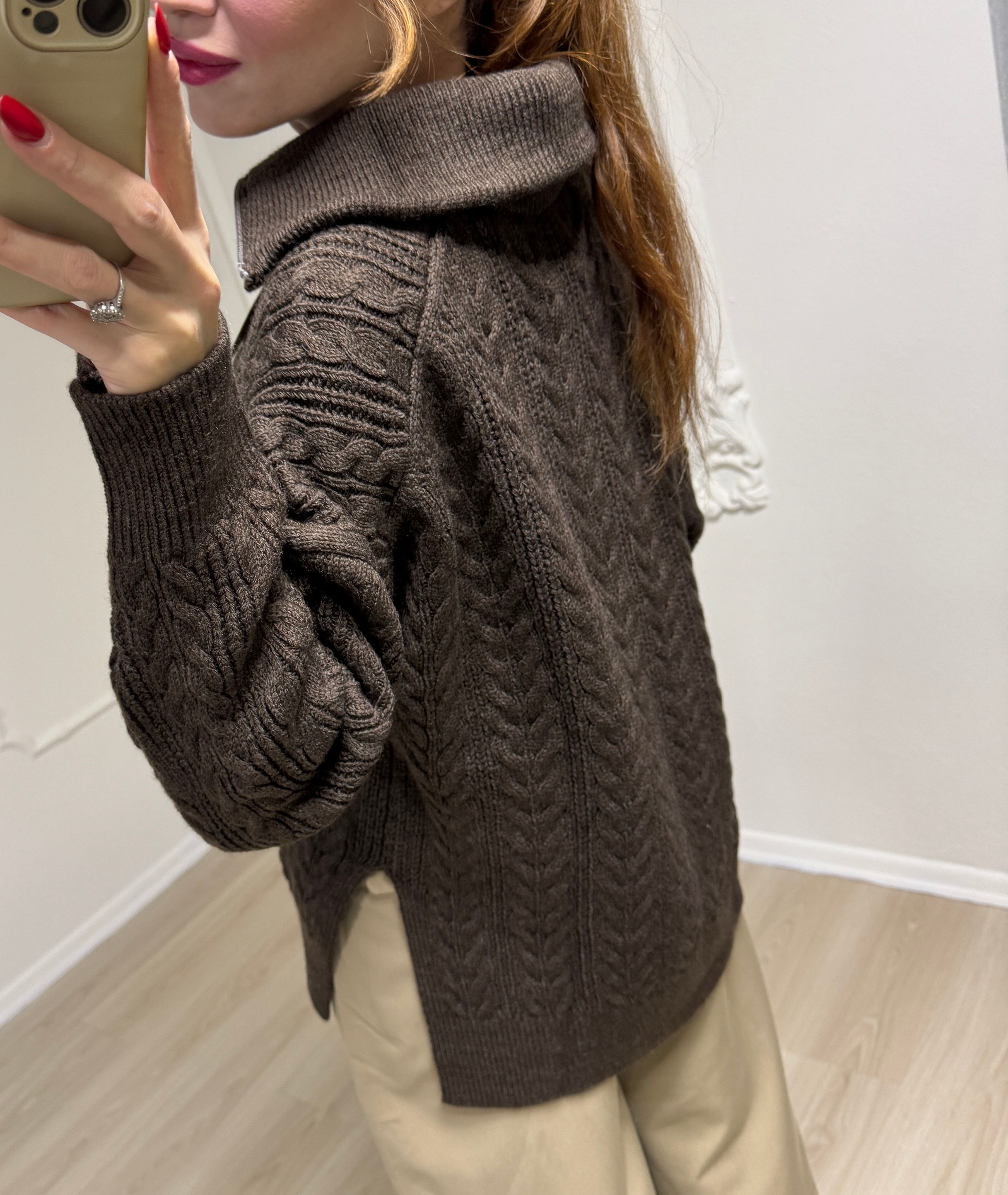 ÖRGÜ MOTİFLİ OVERSİZE  KAZAK 