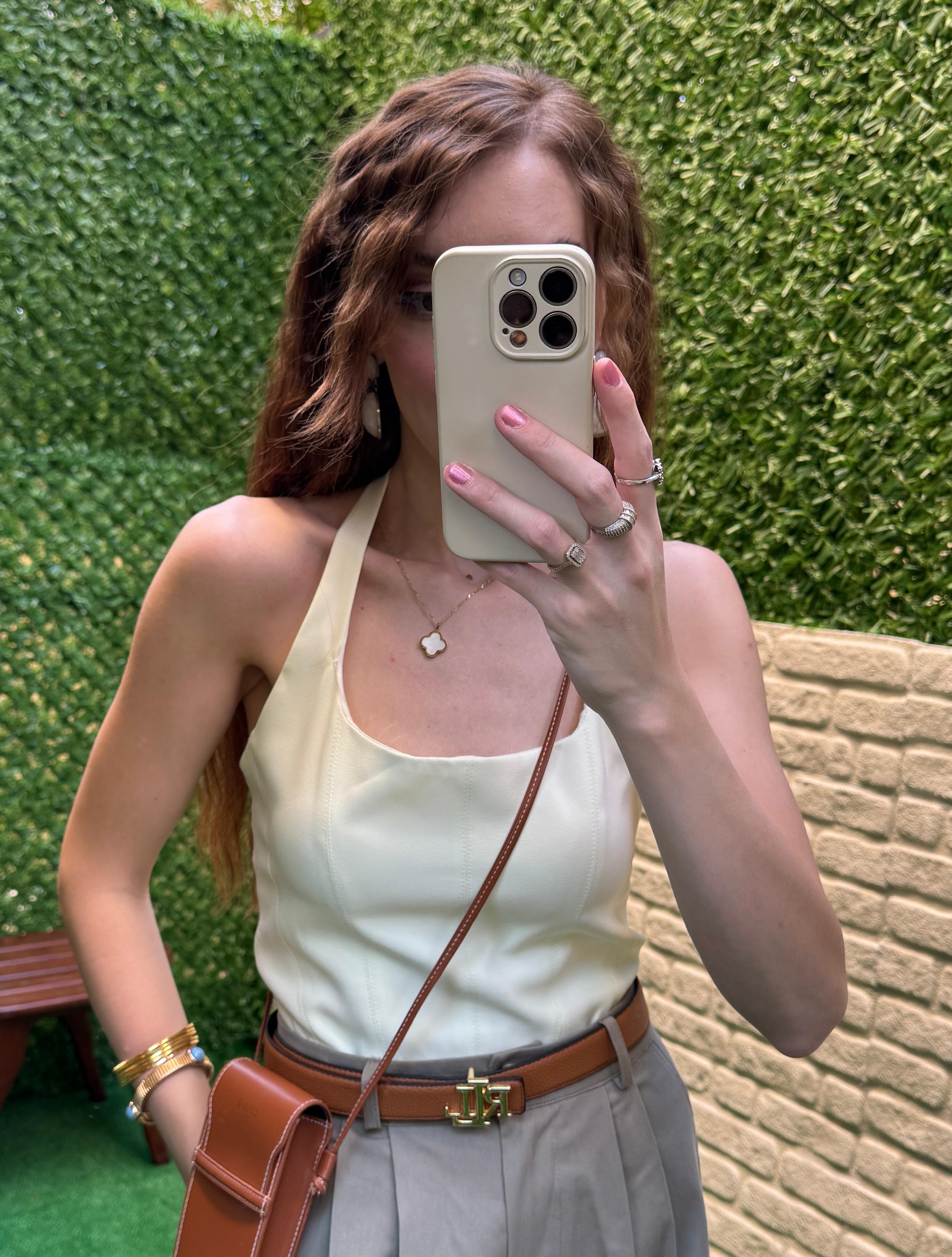 SARI HALTER YAKA BLUZ