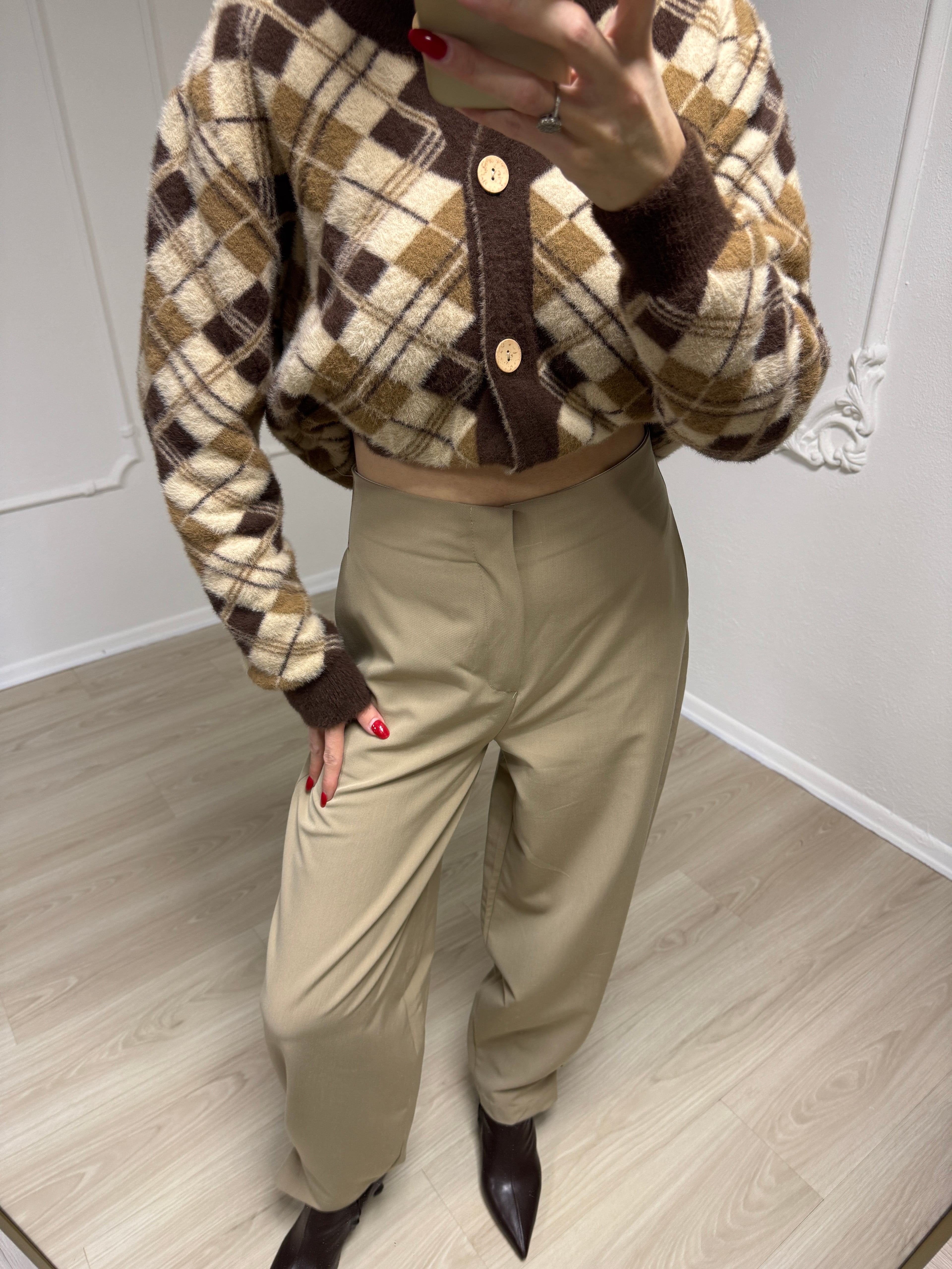 PAÇA DETAYLI ULTRA YUKSEK BEL KUMAS PANTOLON