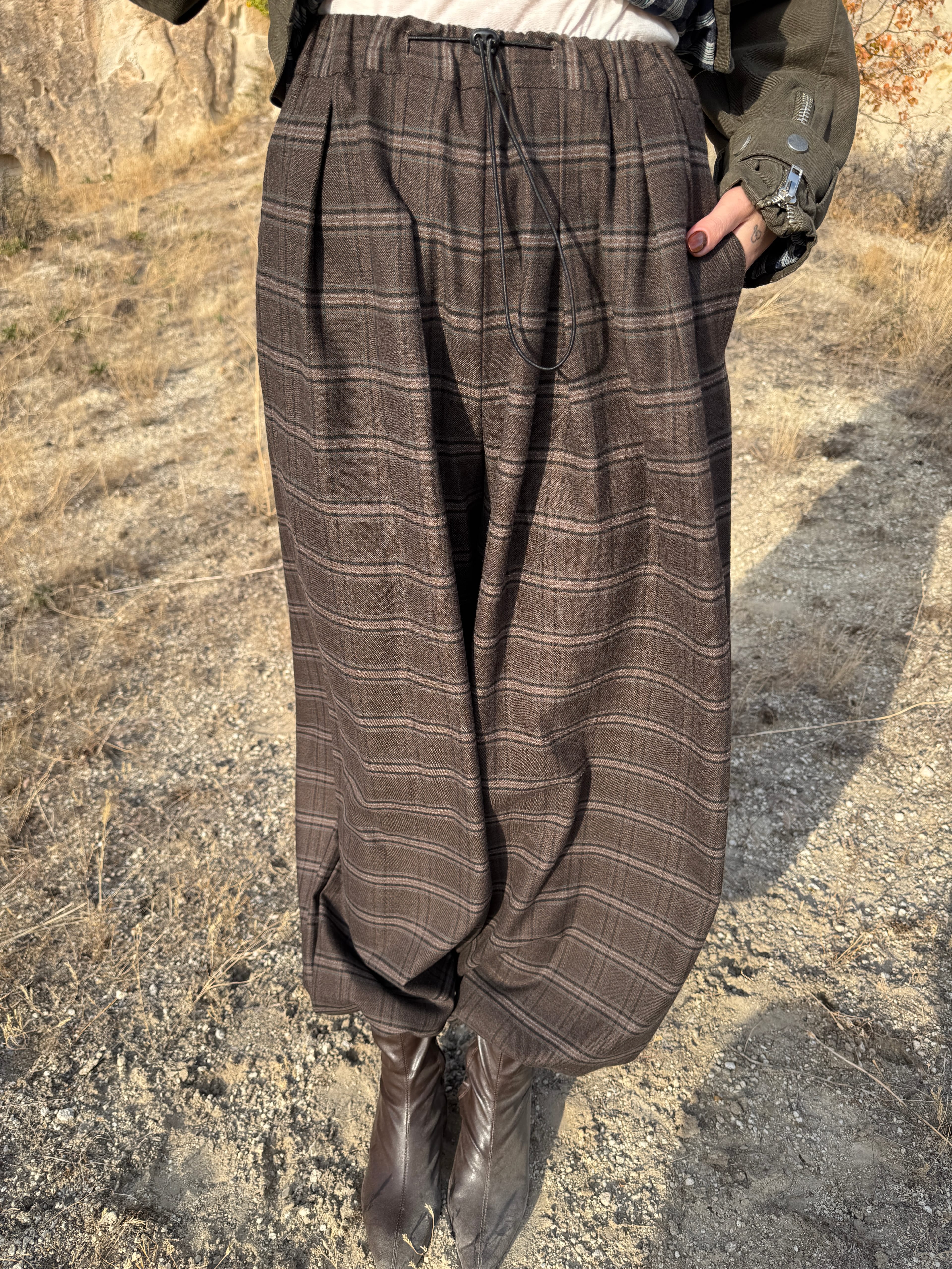  ÜRGÜP PACA LASTİK BUZDURMELİ EKOSELİ SALVAR PANTOLON 