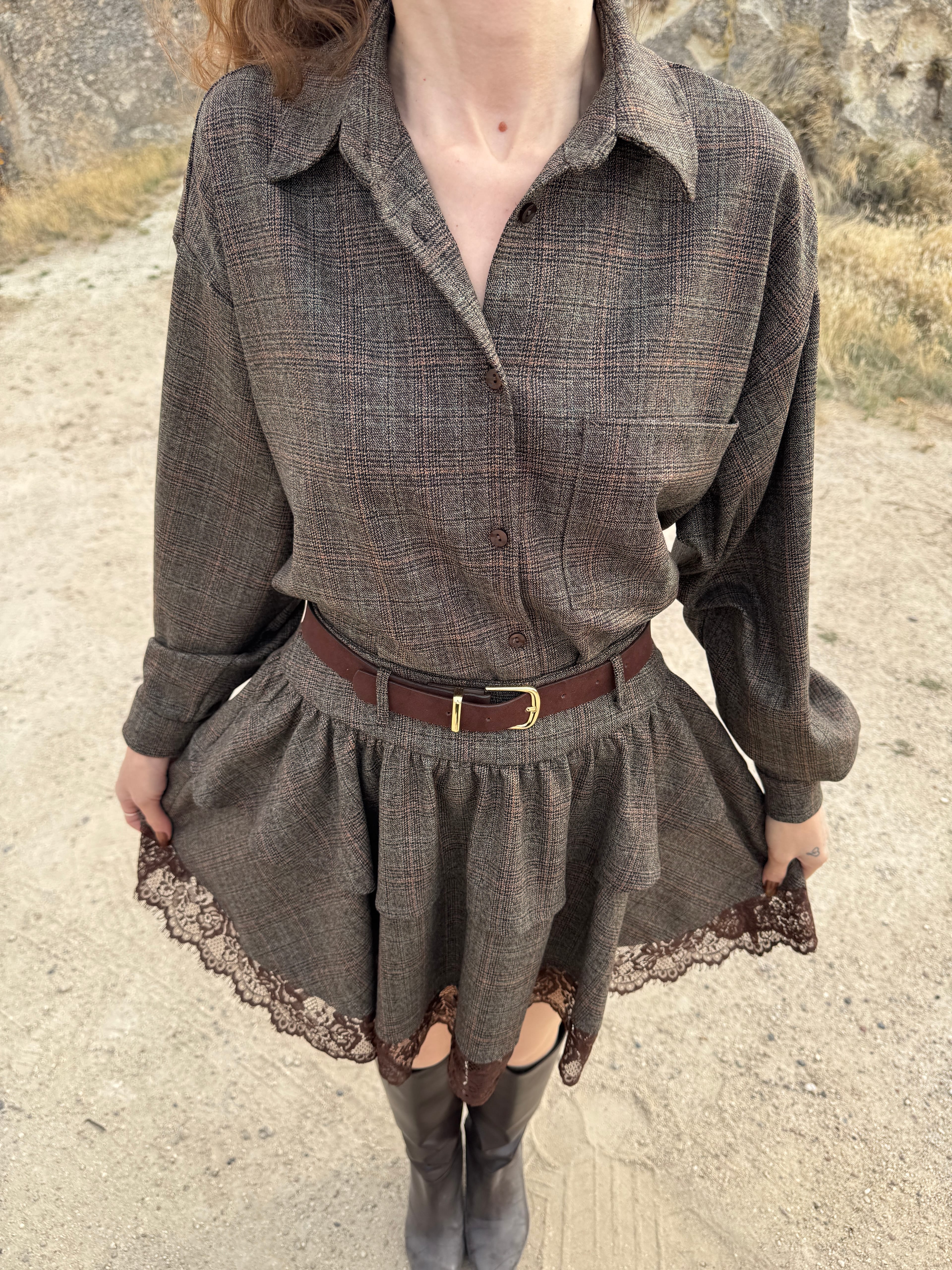 CARMEN DANTEL DETAYLI ETEK GOMLEK TAKIM