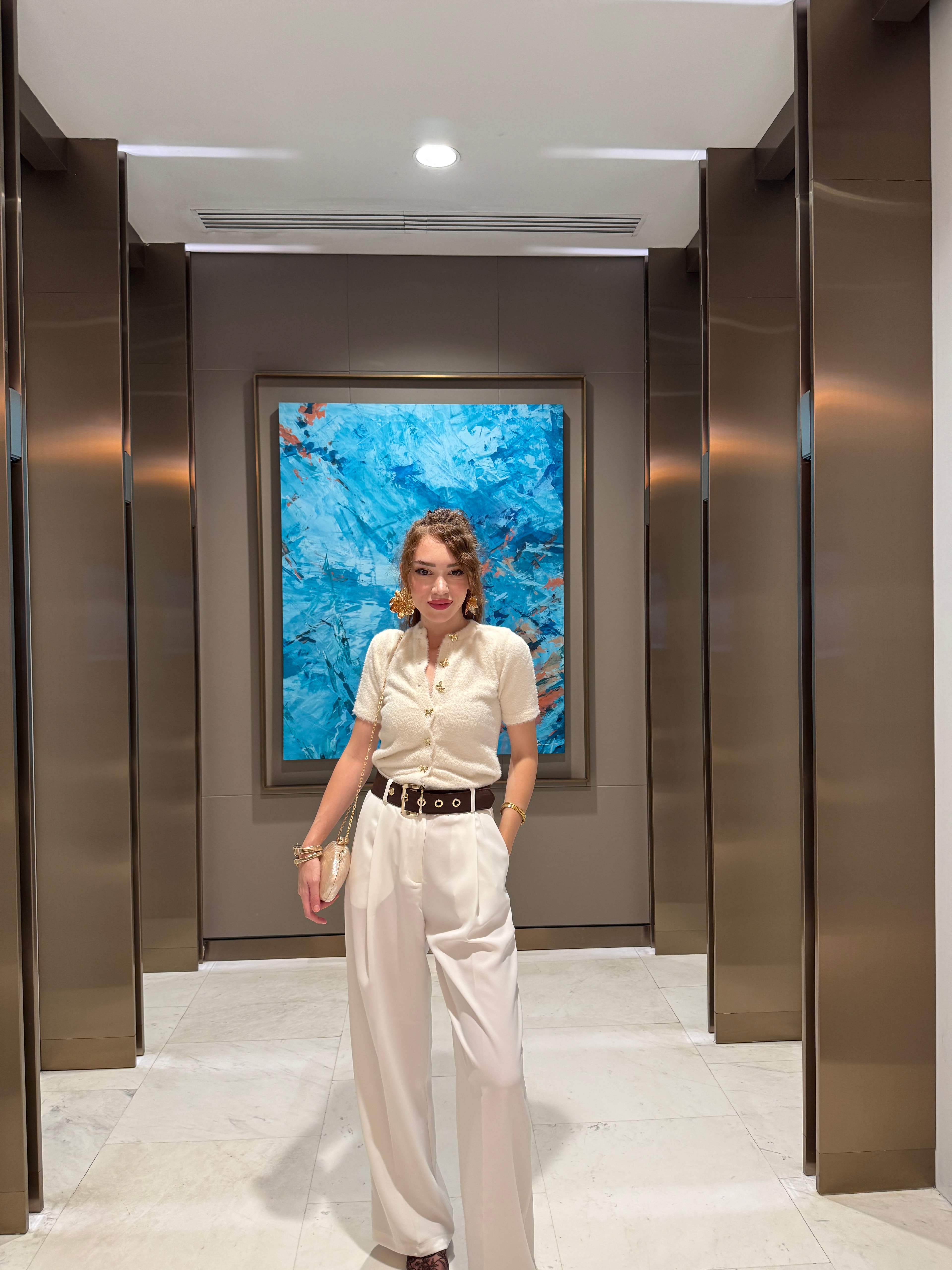 FİYONK DÜĞMELİ SAKALLI  TRİKO HIRKA EKRU