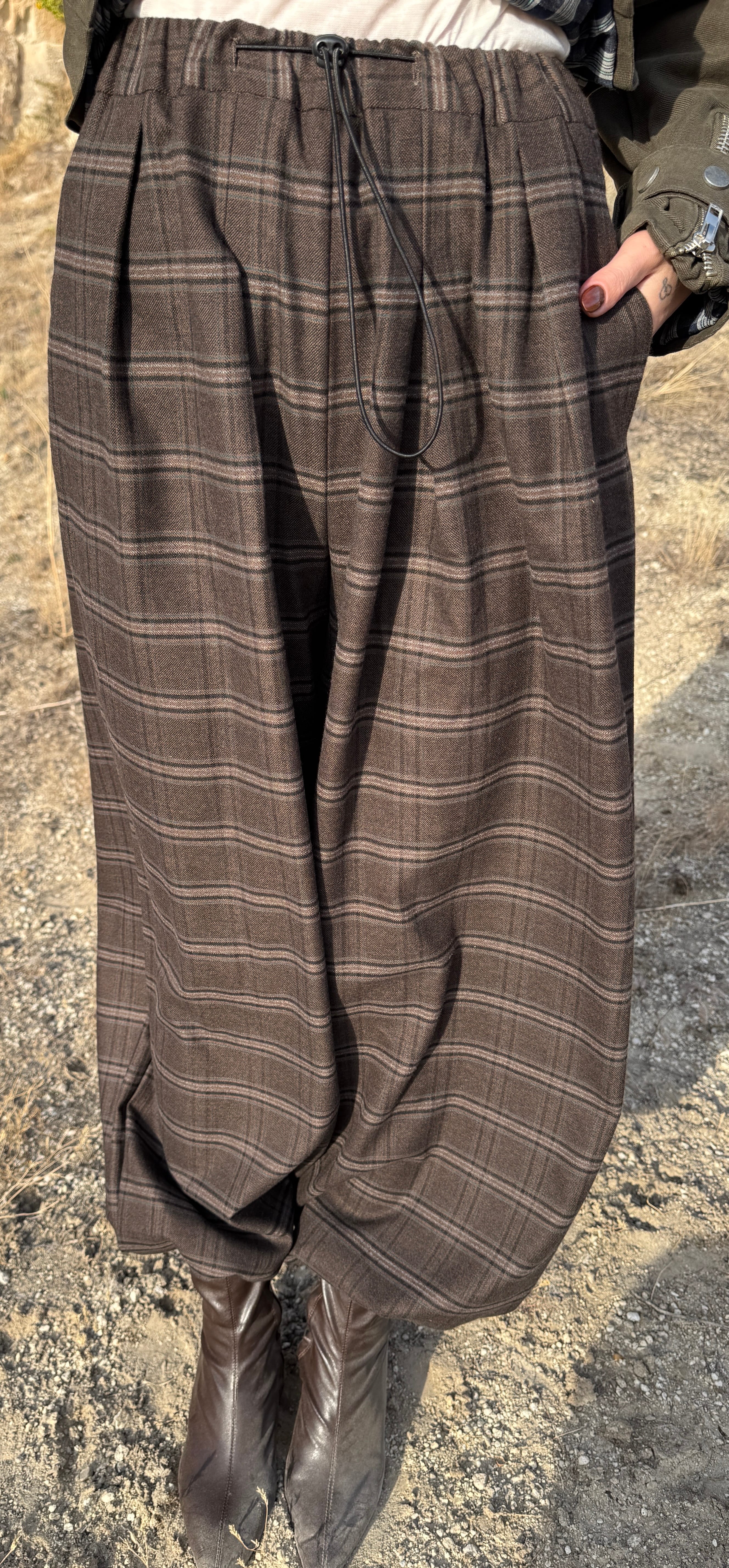  ÜRGÜP PACA LASTİK BUZDURMELİ EKOSELİ SALVAR PANTOLON 