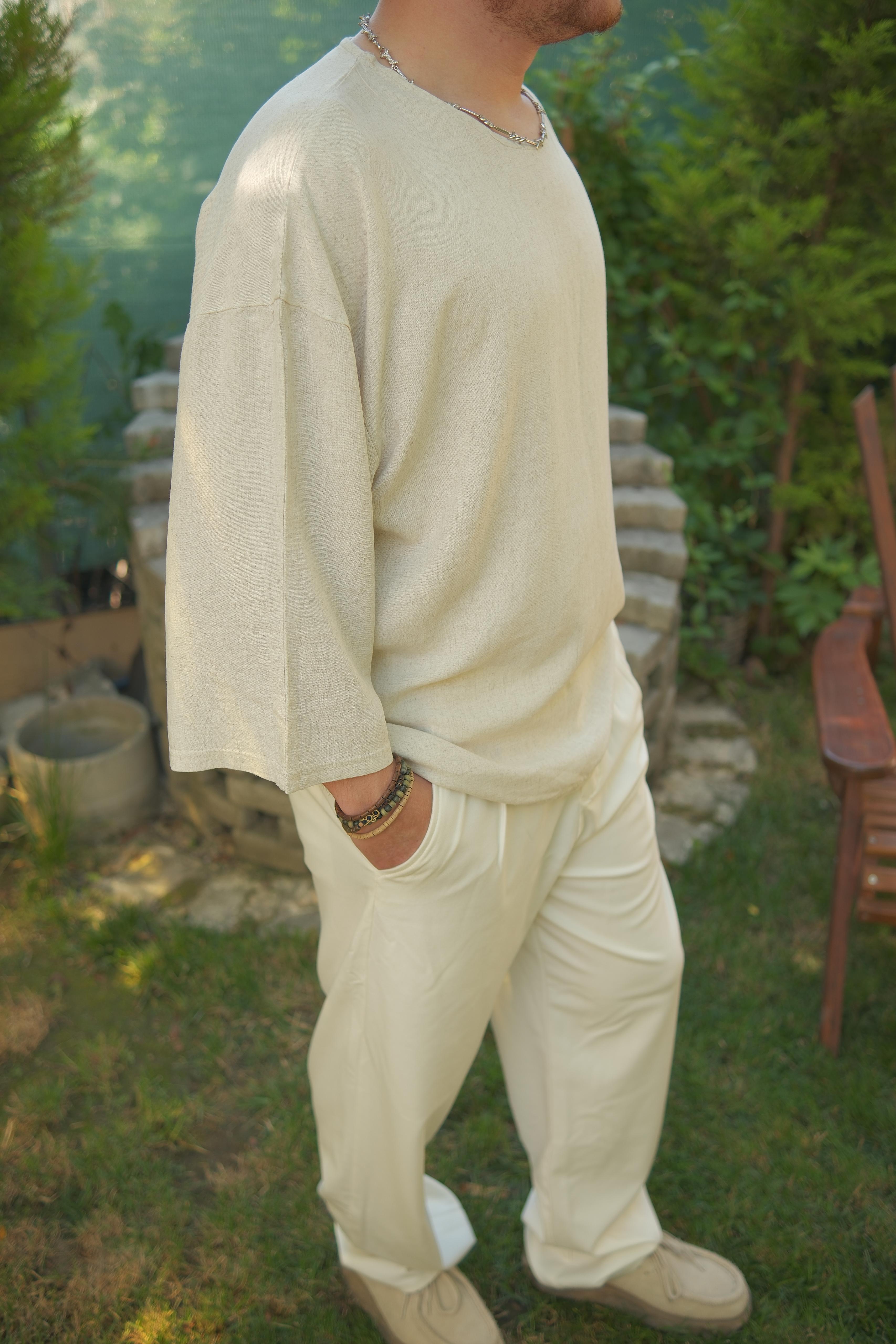 FAKİR KOL BEJ KETEN GÖMLEK 