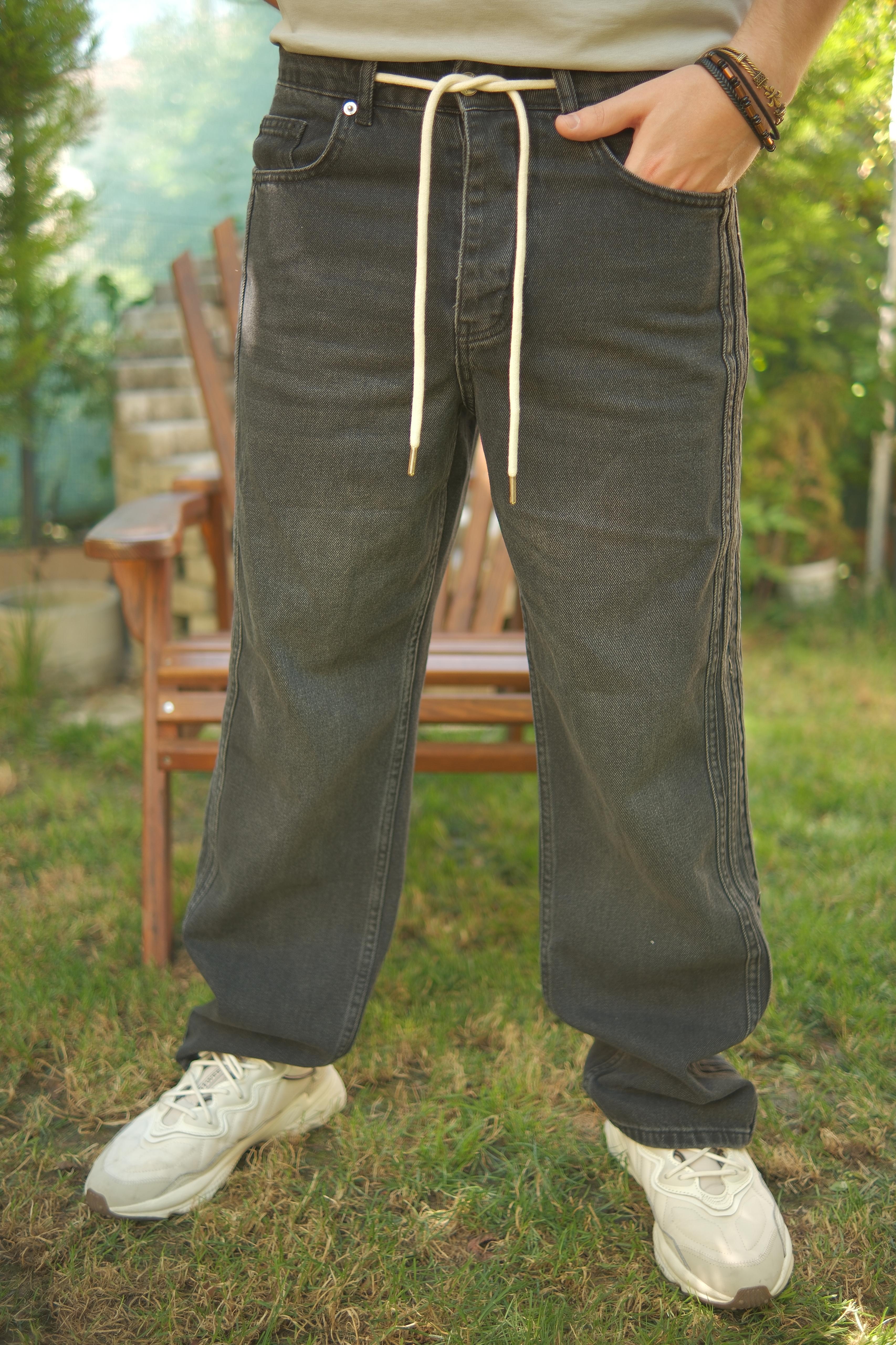 YANLARI ŞERİTLİ BAGGY TASARIM JEAN 