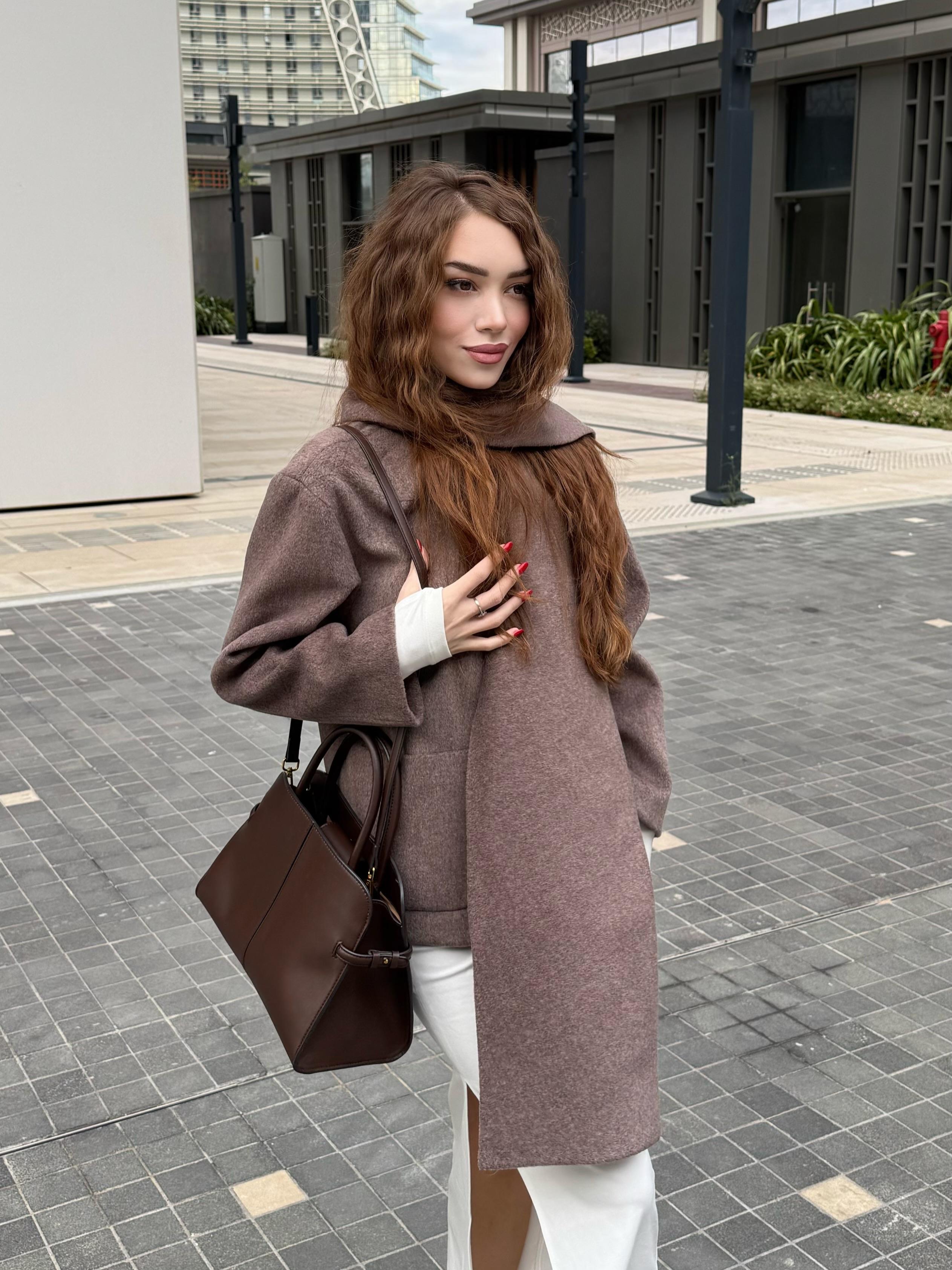 CASHA CIKARTİLABİLİR ATKİ DETAYLİ PREMİUM KASMİR KABAN 